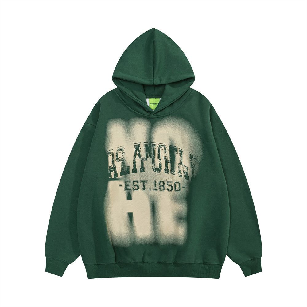 Japanese Brand × Vintage Men's casual loose fuzzy letter hooded sweatshirt Size US M / EU 48-50 / 2 - 1 Thumbnail