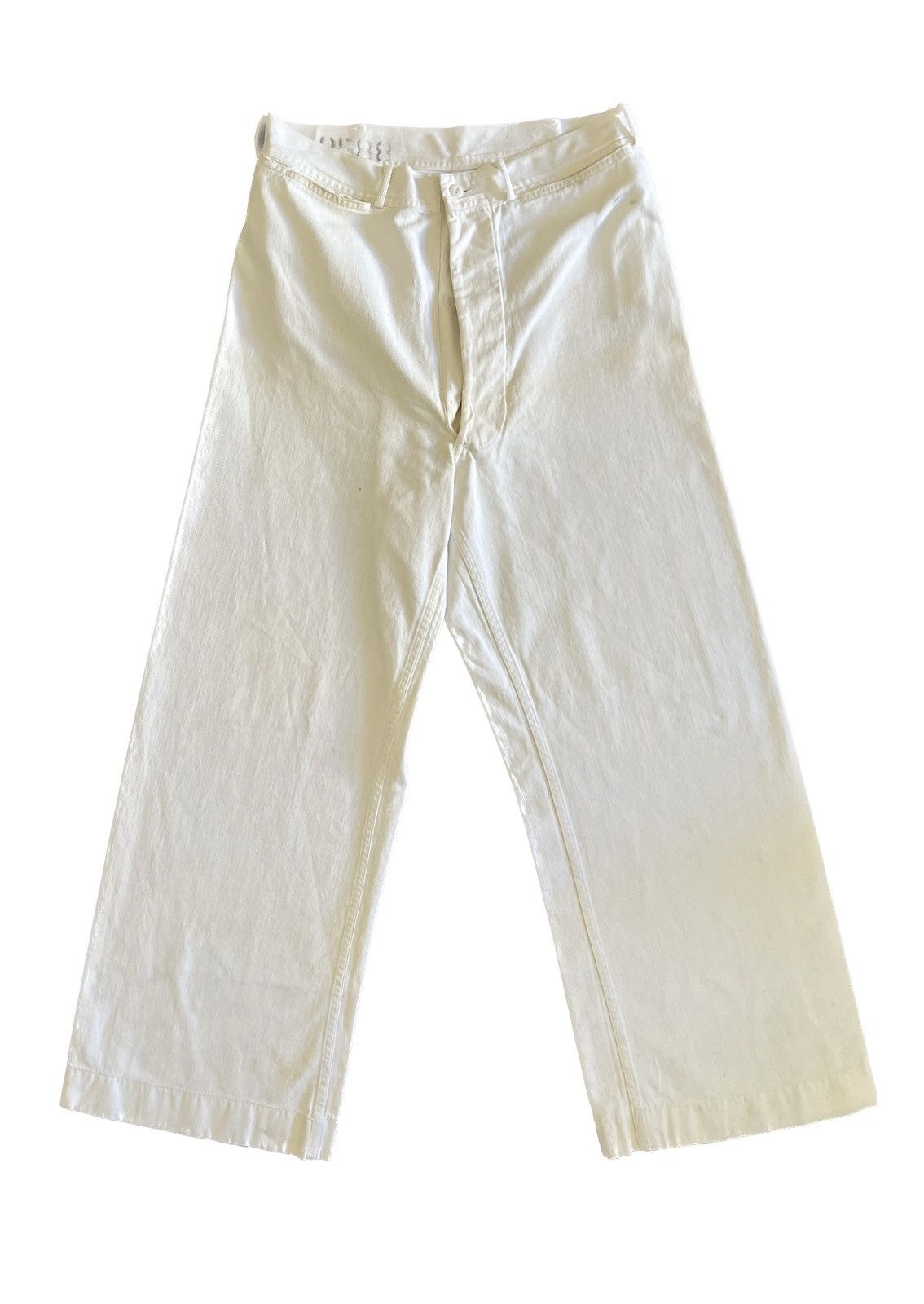 image of Vintage 40S Wwii Era White Flared Trousers, Men's (Size 30)