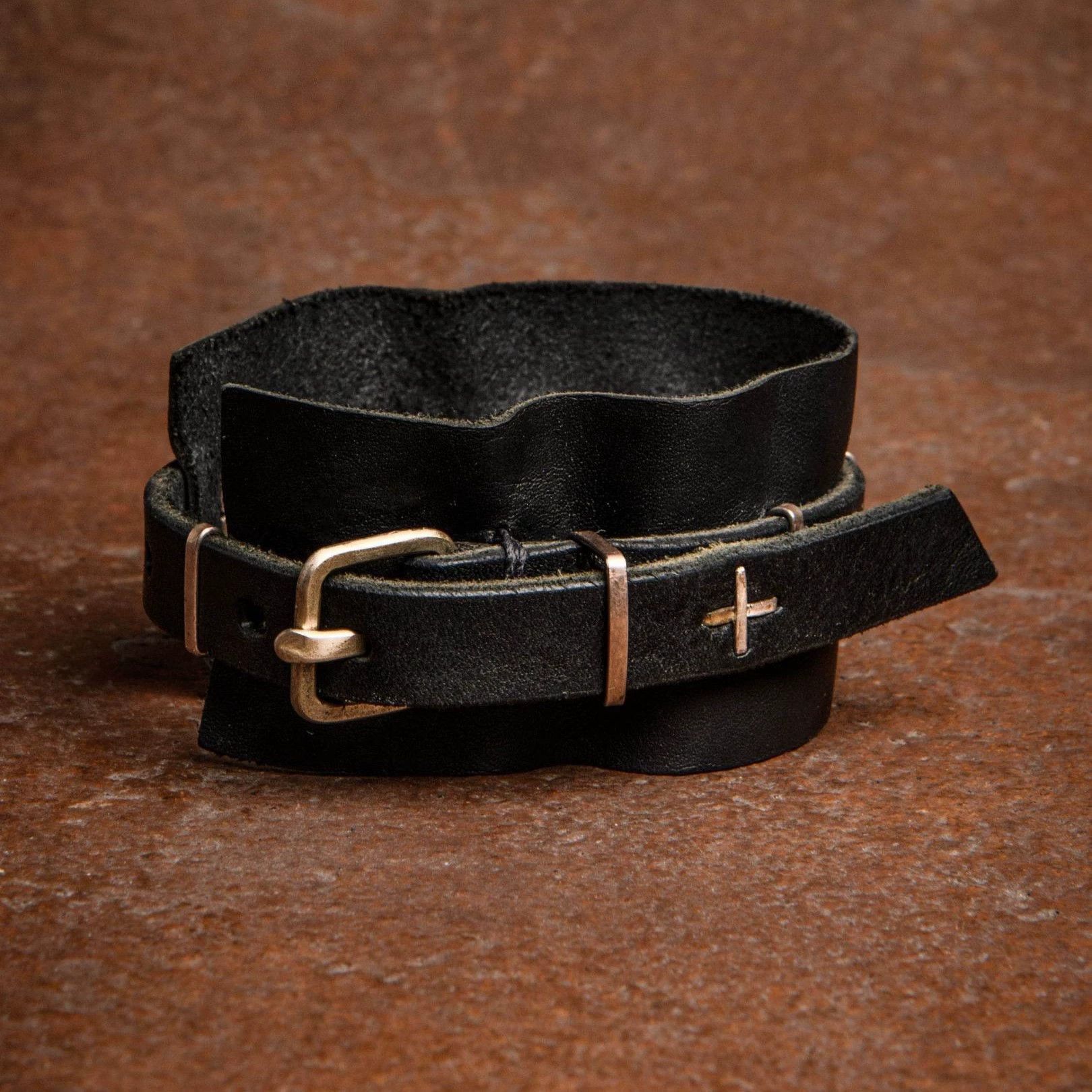 Ma+ M.A+ Retro Silver Bar Stack Black Leather Bracelet Size ONE SIZE - 1 Thumbnail