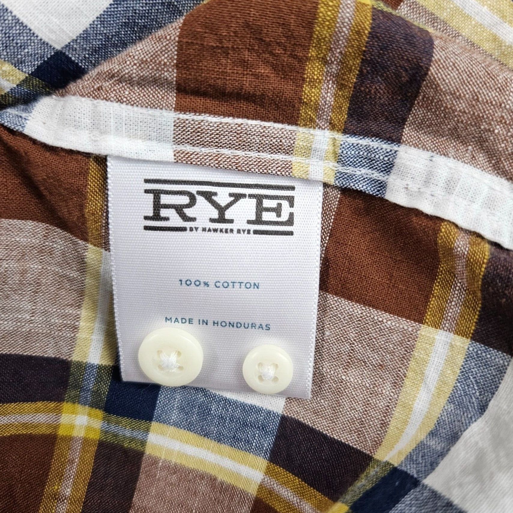 Vintage Hawker Rye Men Button-Up Shirt Plaid Blue Brown Cotton Size M Size US M / EU 48-50 / 2 - 5 Thumbnail