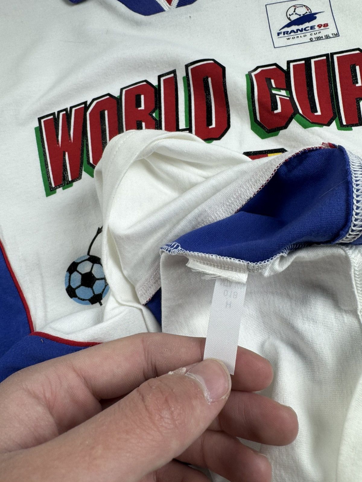 Vintage FRANCE 1998 1994 World Cup National Soccer Football 90s Jersey White T Shirt Tee Size US S / EU 44-46 / 1 - 10 Thumbnail