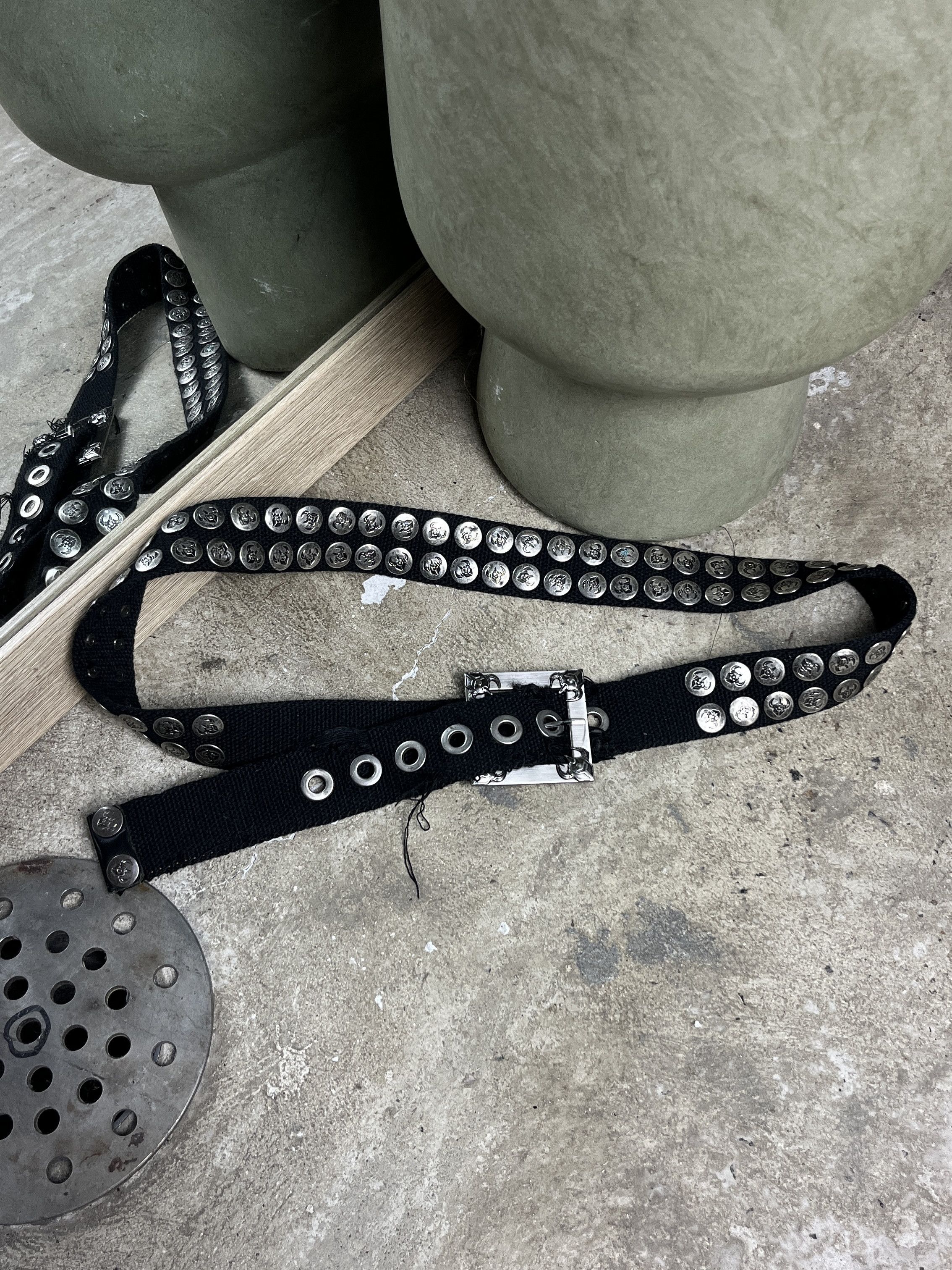 Vintage BLACK METAL STUDDED WEBBING BELT - № 4510 Size ONE SIZE - 1 Thumbnail