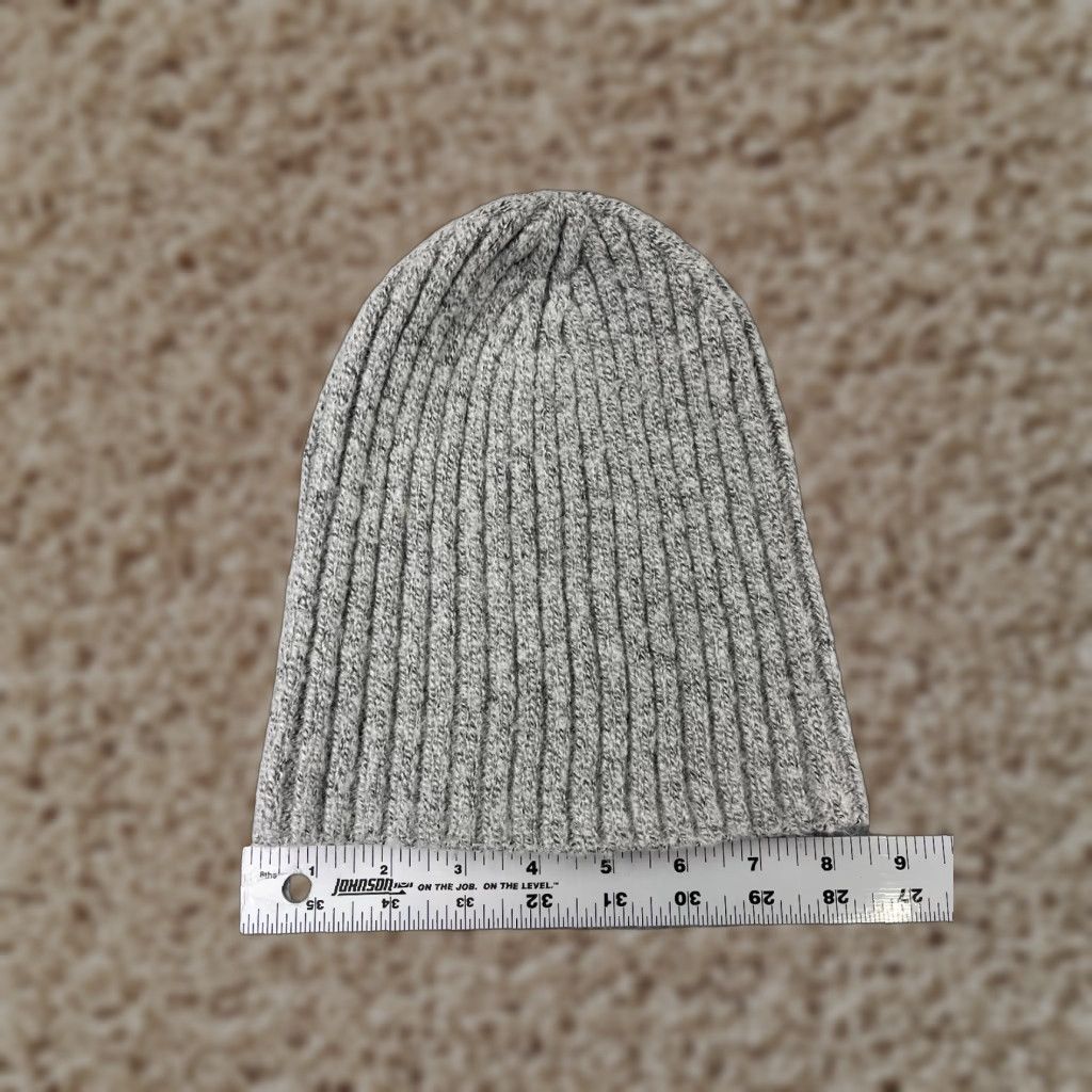 Vintage Beanie Toque Adult One Size Gray Ribbed Knit 100% Acrylic Snow Camp Winter Ski Size ONE SIZE - 1 Thumbnail