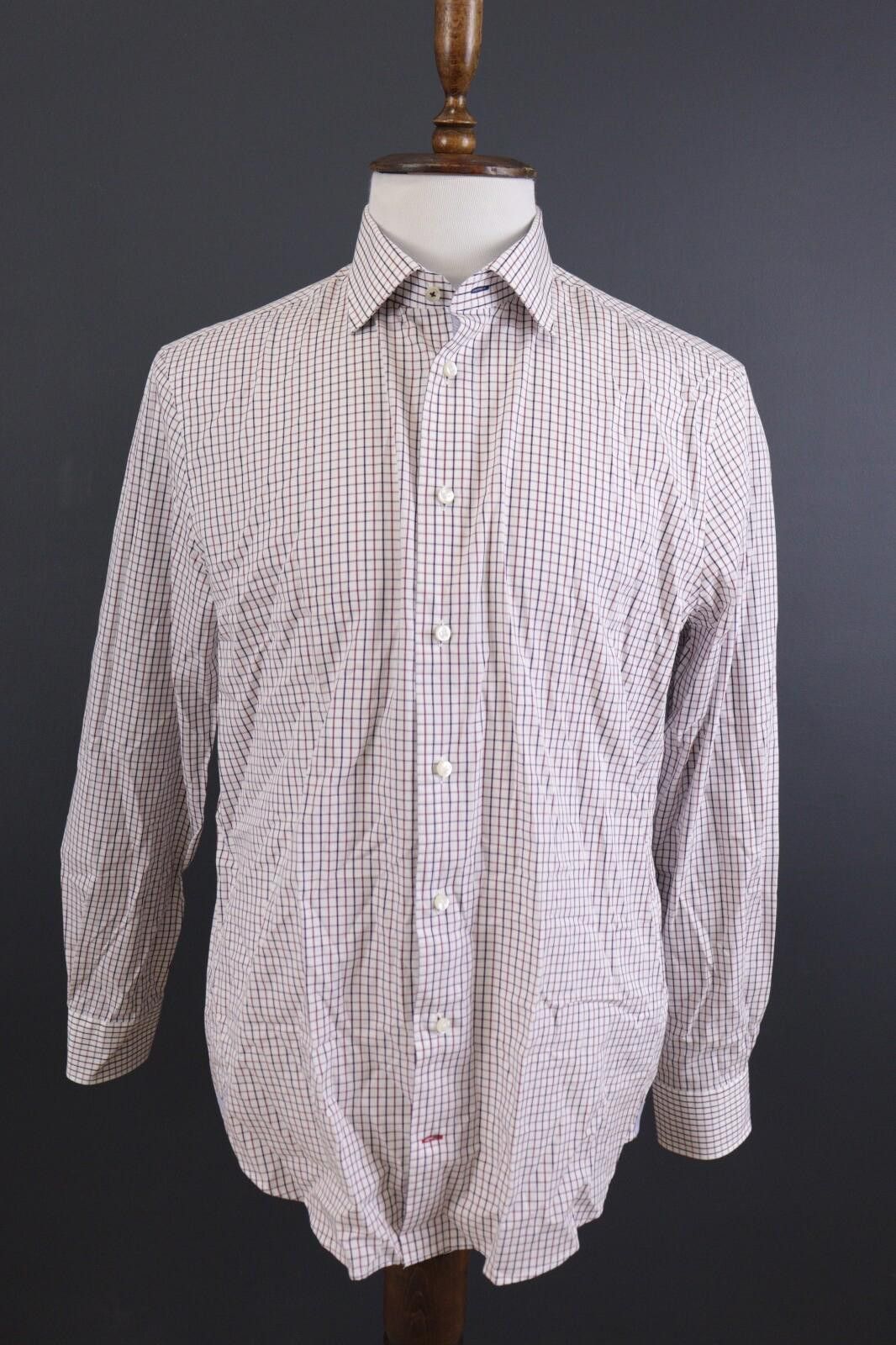 Tommy Hilfiger Tommy Hilfiger Tailored Fitted White Check Shirt 42 16.5 Size US M / EU 48-50 / 2 - 1 Thumbnail