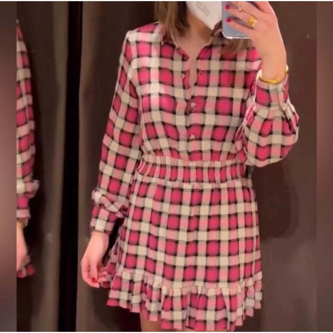 Zara ZARA CHECK SHORT DRESS MULTICOLORED Size L / US 10 / IT 46 - 1 Thumbnail