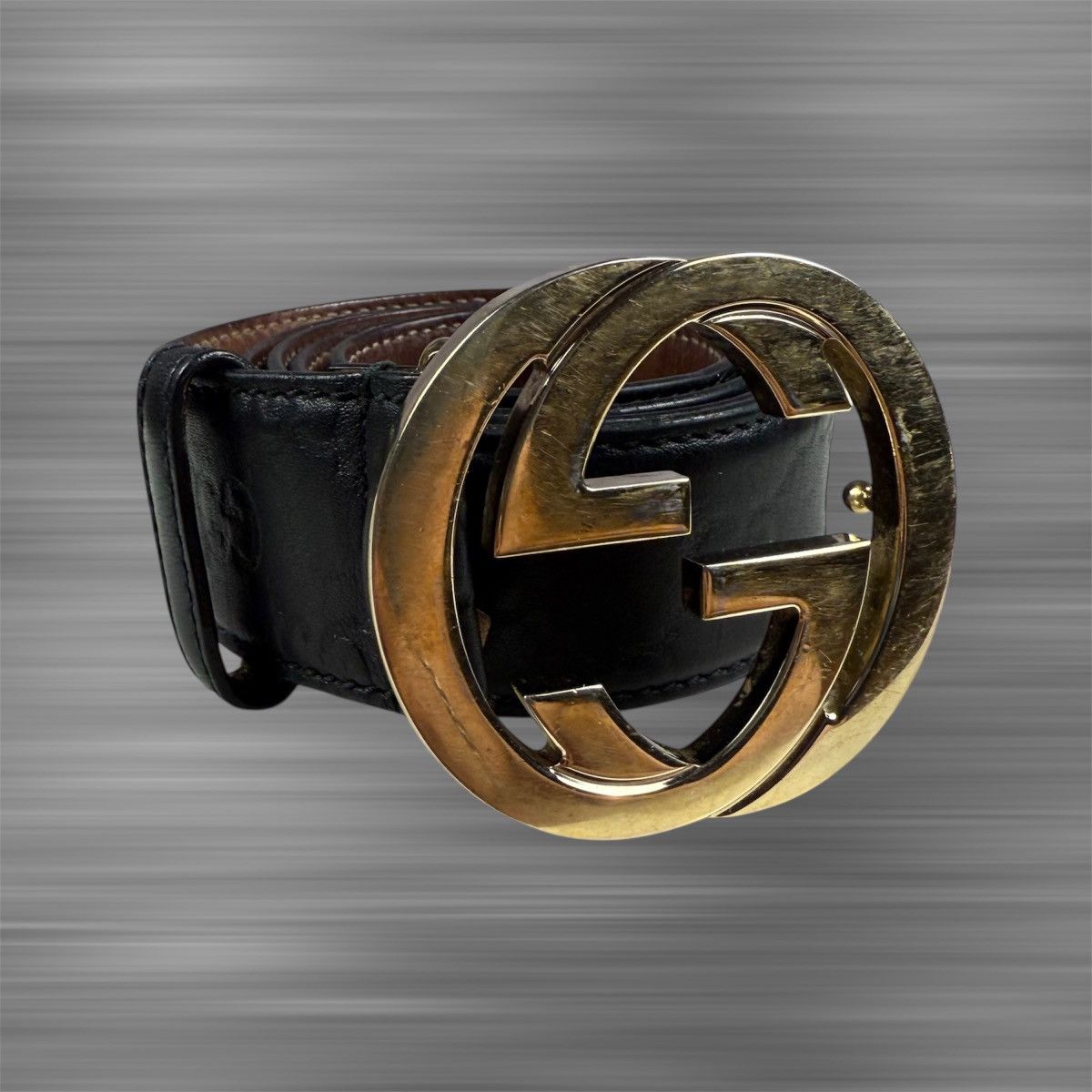 Gucci Gucci Monogram Leather ‘Black’ Belt Size 34 - 1 Thumbnail