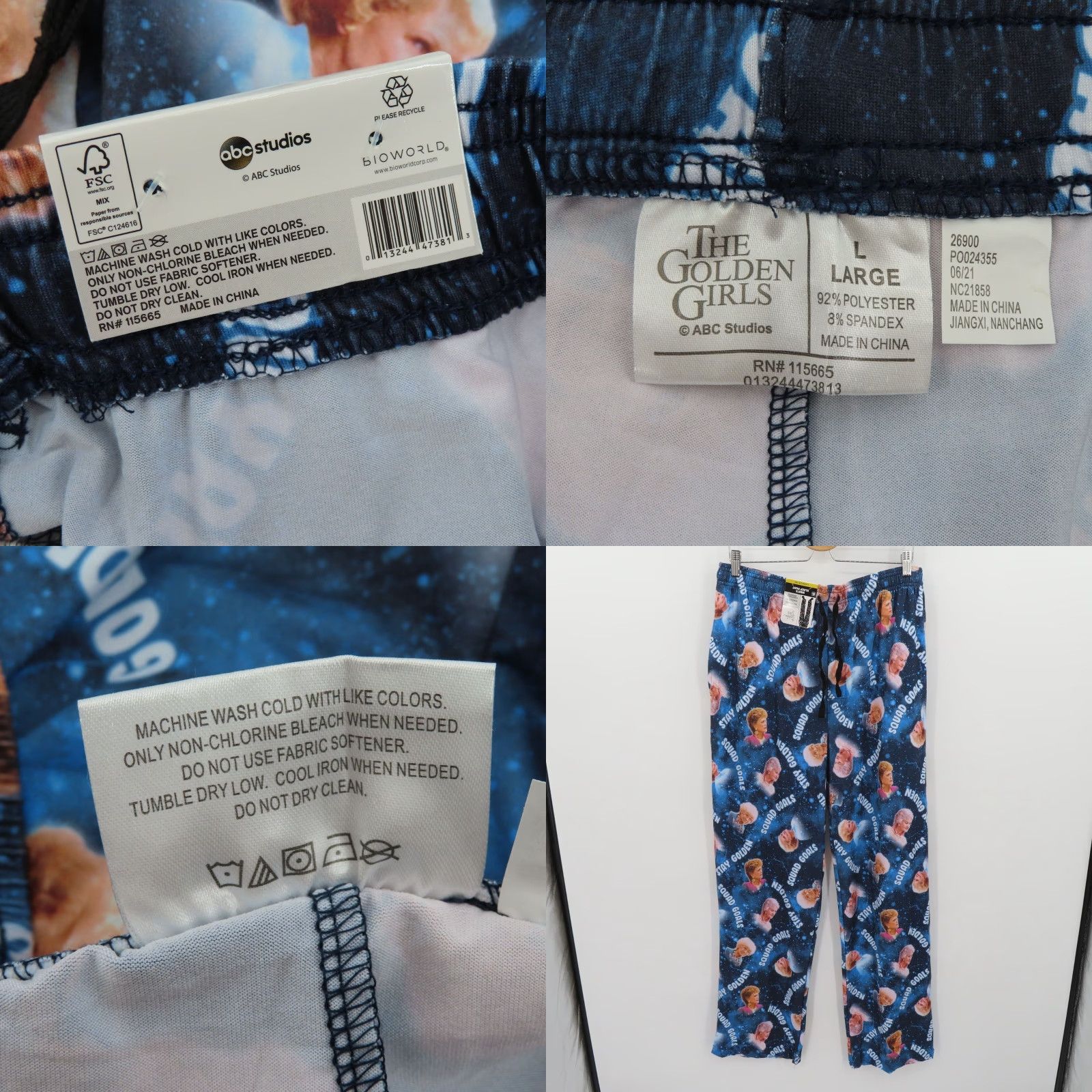 Vintage VINTAGE? No—Bioworld Space Golden Girls Pajama Pants L Blue син Size US 33 - 8 Thumbnail