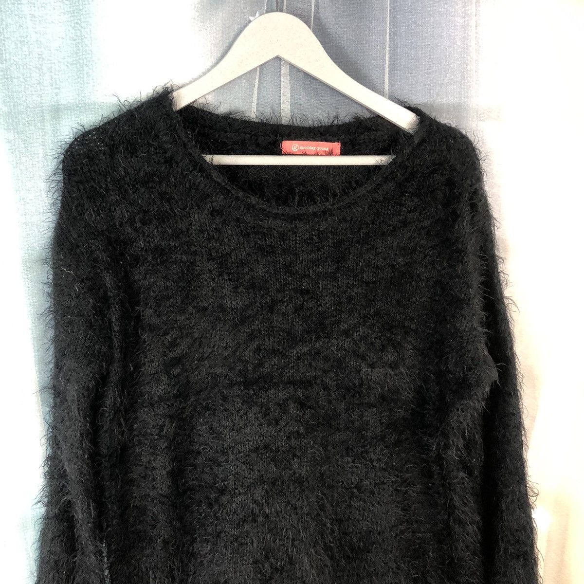Aran Isles Knitwear × Homespun Knitwear × Japanese Brand Goodday Young Black Mohair Knitwear #920 Size L / US 10 / IT 46 - 5 Thumbnail
