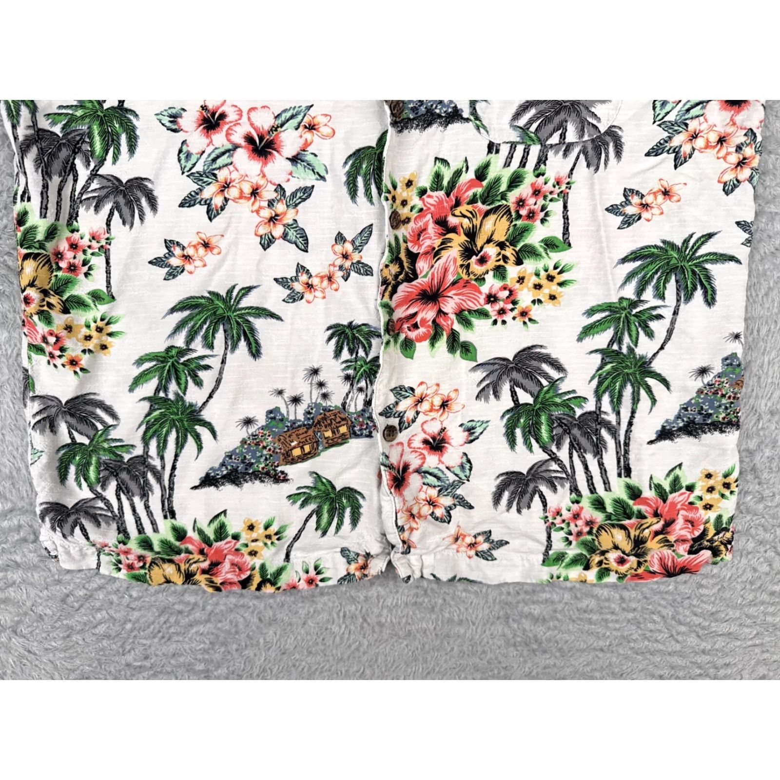 George George Shirt Adult Large White Floral Palm Print Button Up Hawaiian Rayon Mens Size US L / EU 52-54 / 3 - 5 Thumbnail