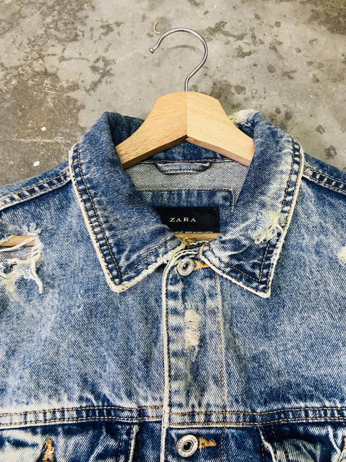 Zara Zara Motion Distressed Style Trucker Jacket Size US L / EU 52-54 / 3 - 9 Thumbnail