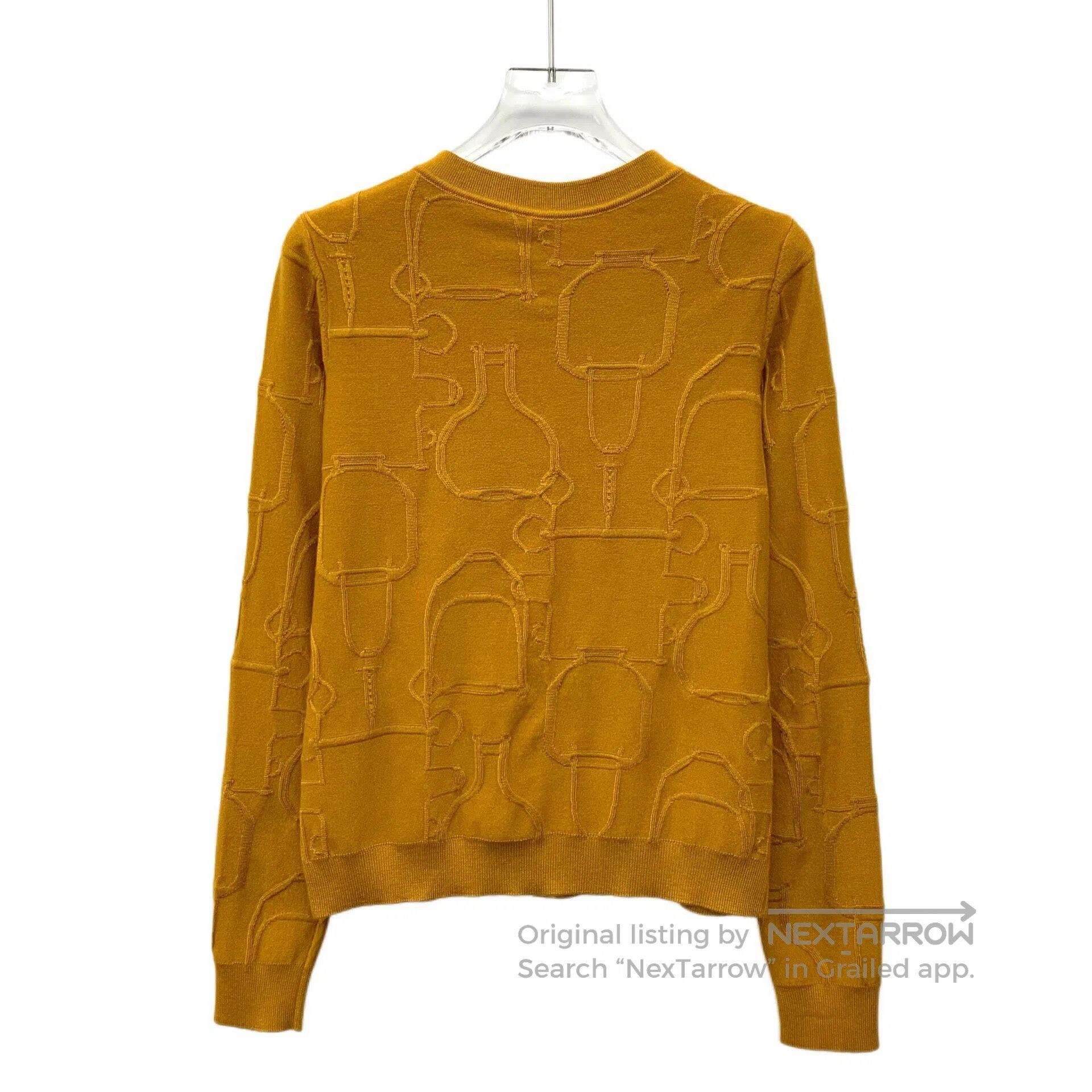 Hermes Hermes Orange stirrup buckle jacquard cashmere round neck Size XS / US 0-2 / IT 36-38 - 2 Thumbnail
