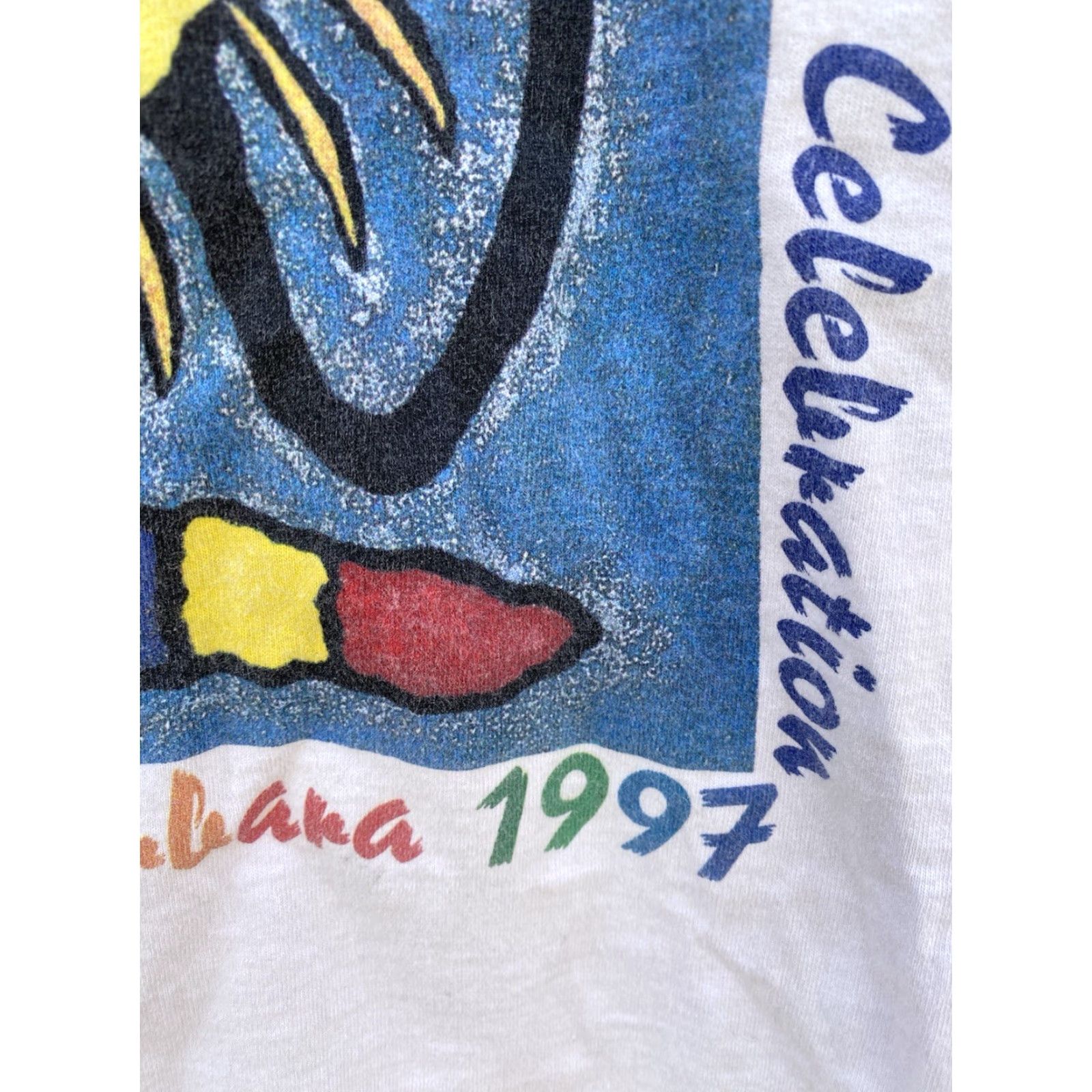 Vintage VINTAGE Summer Solstice Celebration Santa Barbara 1997 T Shirt Single Stitch Worn 1990s XL White Cotton 90s California Mens Shirts Size US XL / EU 56 / 4 - 7 Thumbnail