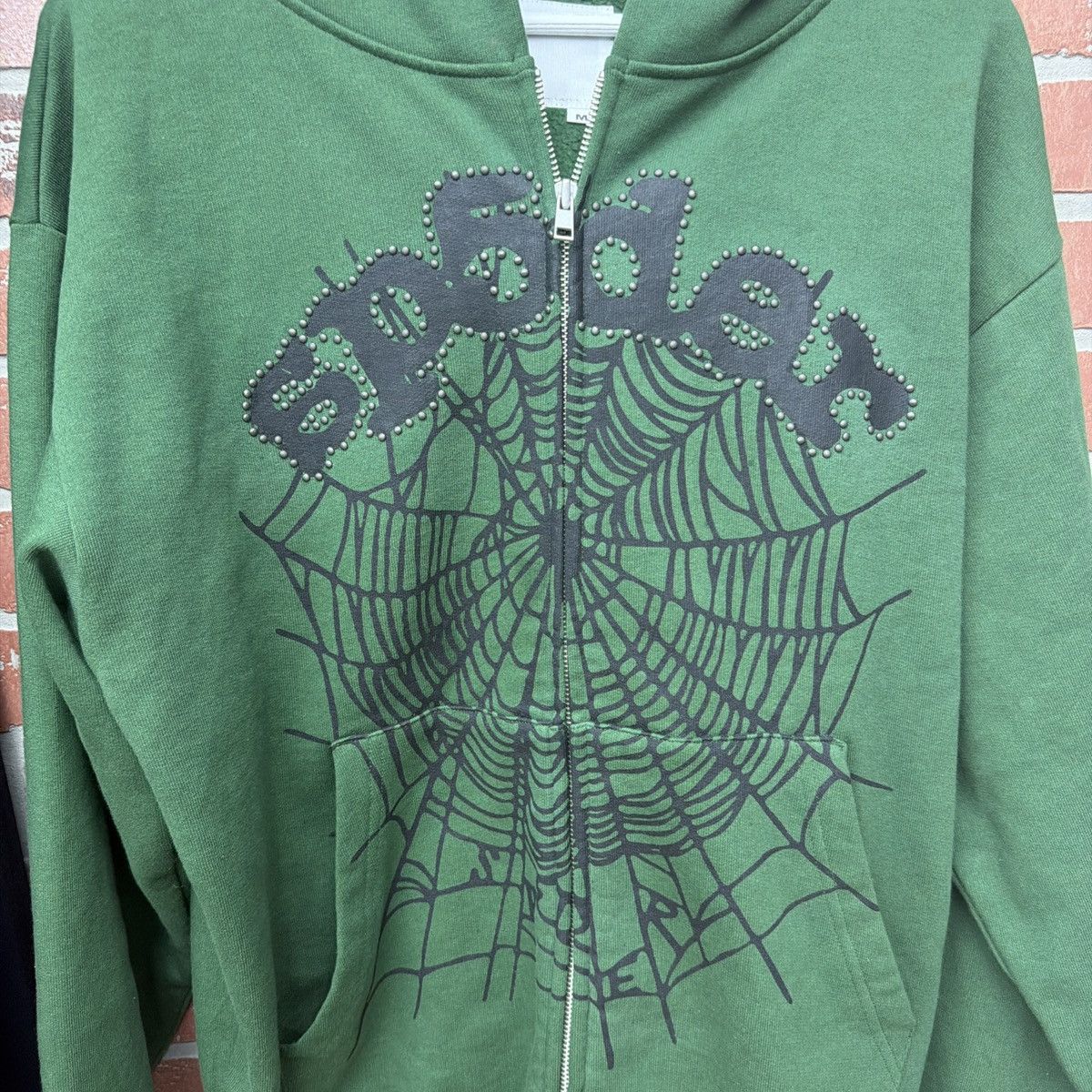 Sp5der Sp5der Worldwide GreenZip Up Studded Hoodie Size M Worn Once Size US M / EU 48-50 / 2 - 4 Thumbnail