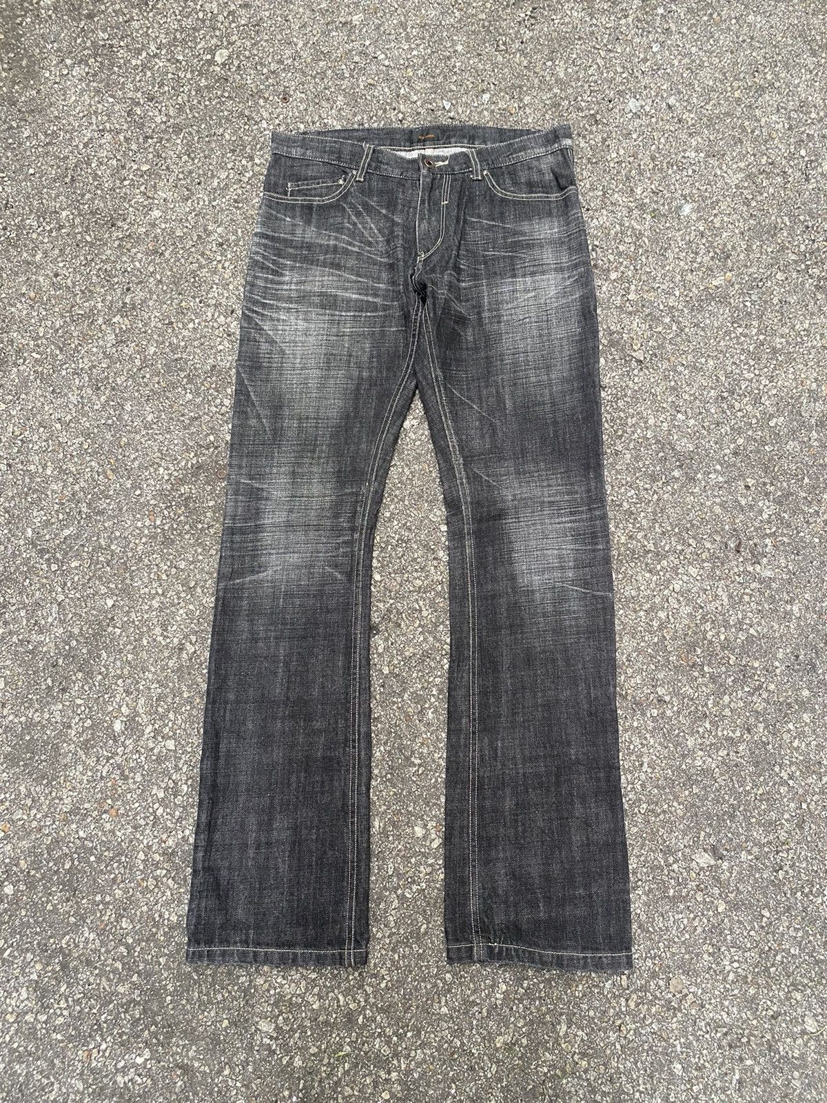 image of If Six Was Nine x Issey Miyake Tete Homme Issey Miyake Flare Jeans in Black, Men's (Size 32)