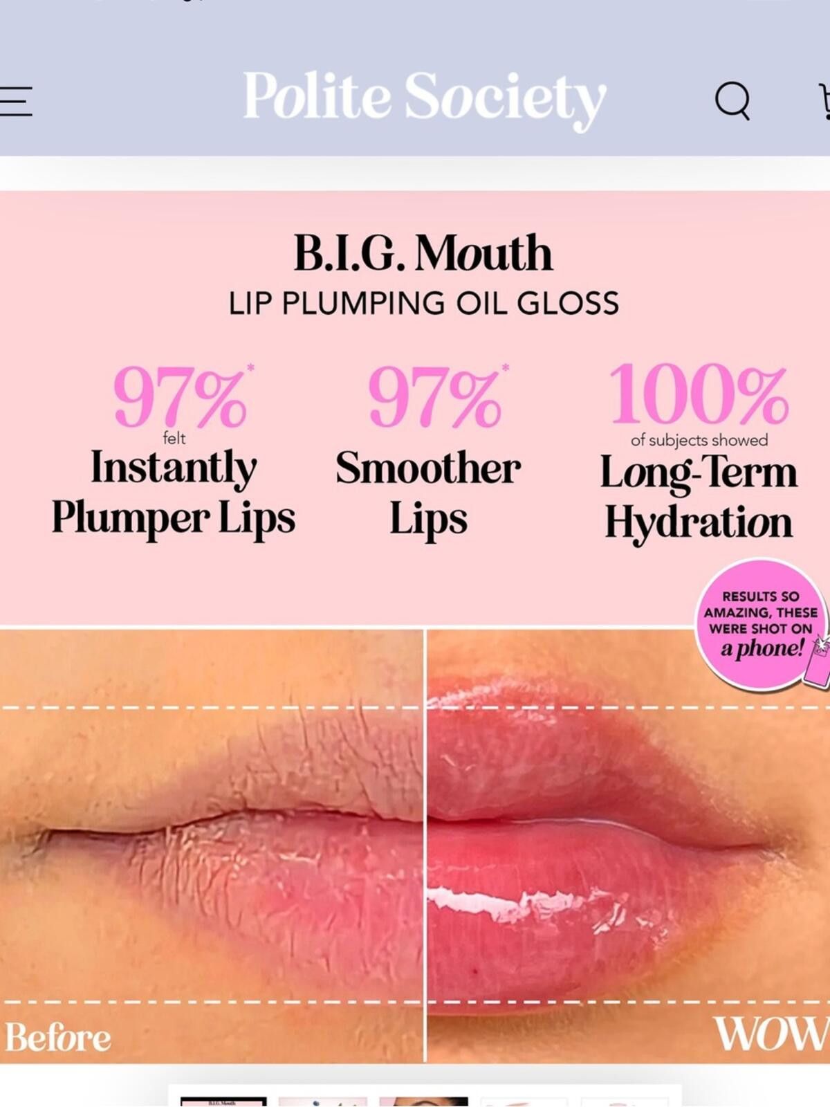 Other Polite Society / B.I.G. Mouth Lip Plumping Oil Gloss / OG Size ONE SIZE - 7 Thumbnail