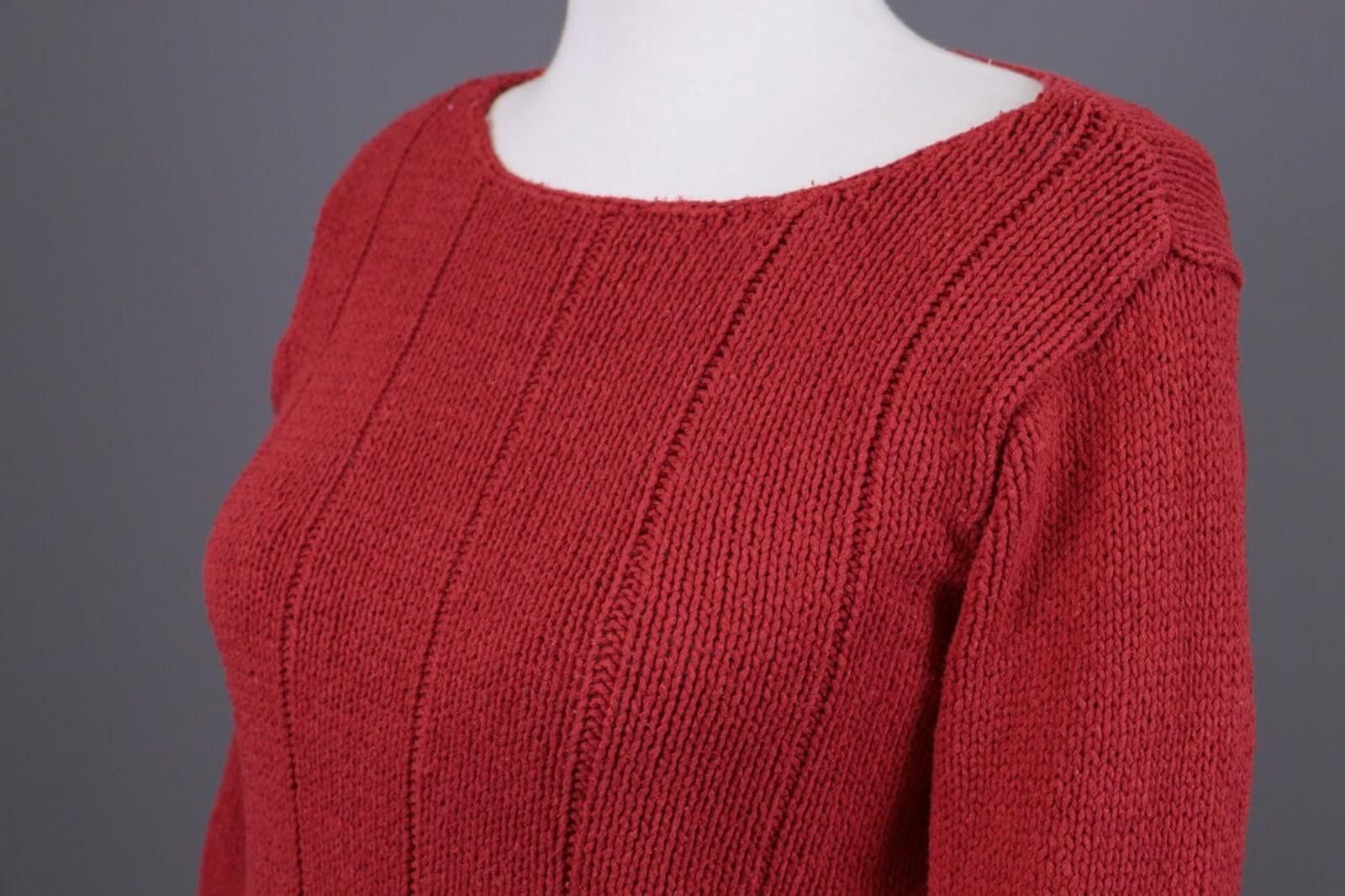 Designer Gudrun Sjöden Red Striped Silk Cropped Knit Sweater Size M Size M / US 6-8 / IT 42-44 - 7 Thumbnail