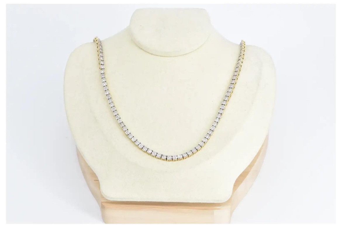Other 10K Yellow Gold 4 Ctw Diamond Vintage Tennis Necklace 20” Size ONE SIZE - 3 Thumbnail