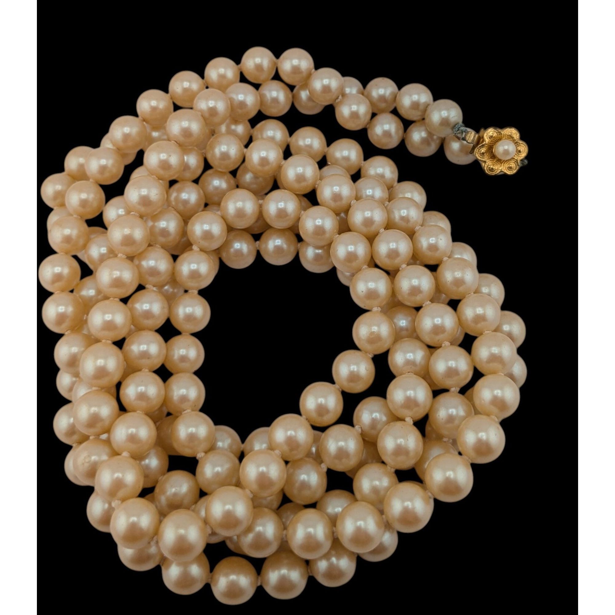 Other Vintage Glam 60-Inch Faux Pearl Necklace With Floral Box Cla Size ONE SIZE - 4 Thumbnail
