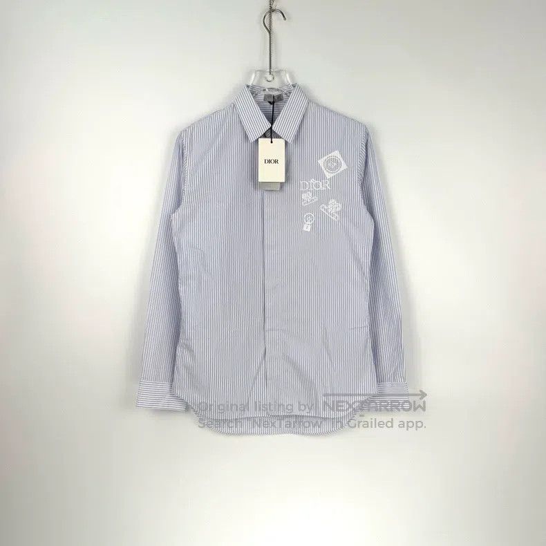 Dior Dior Size38 Blue and white striped embroidered pattern shir Size US XXS / EU 40 - 3 Thumbnail