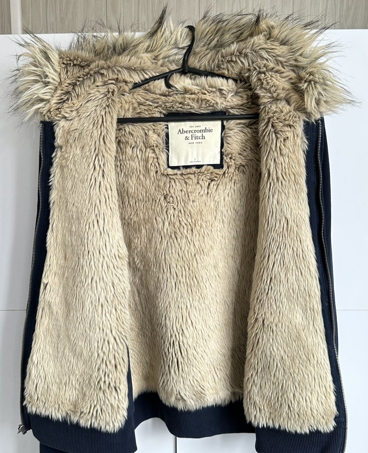 Abercrombie & Fitch Vintage Abercrombie & Fitch Faux Fur Lined Hoodie Blue Y2K Size L / US 10 / IT 46 - 5 Thumbnail