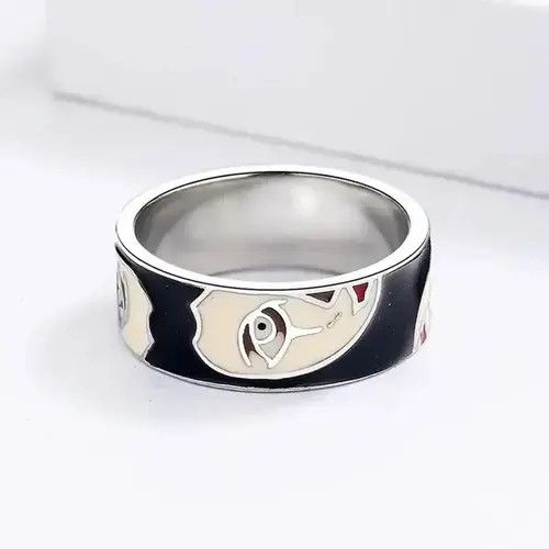 Japanese Brand × Jewelry × Vintage Creative Handmade Irregular Half Face Enamel Heart Ring Size ONE SIZE - 4 Thumbnail