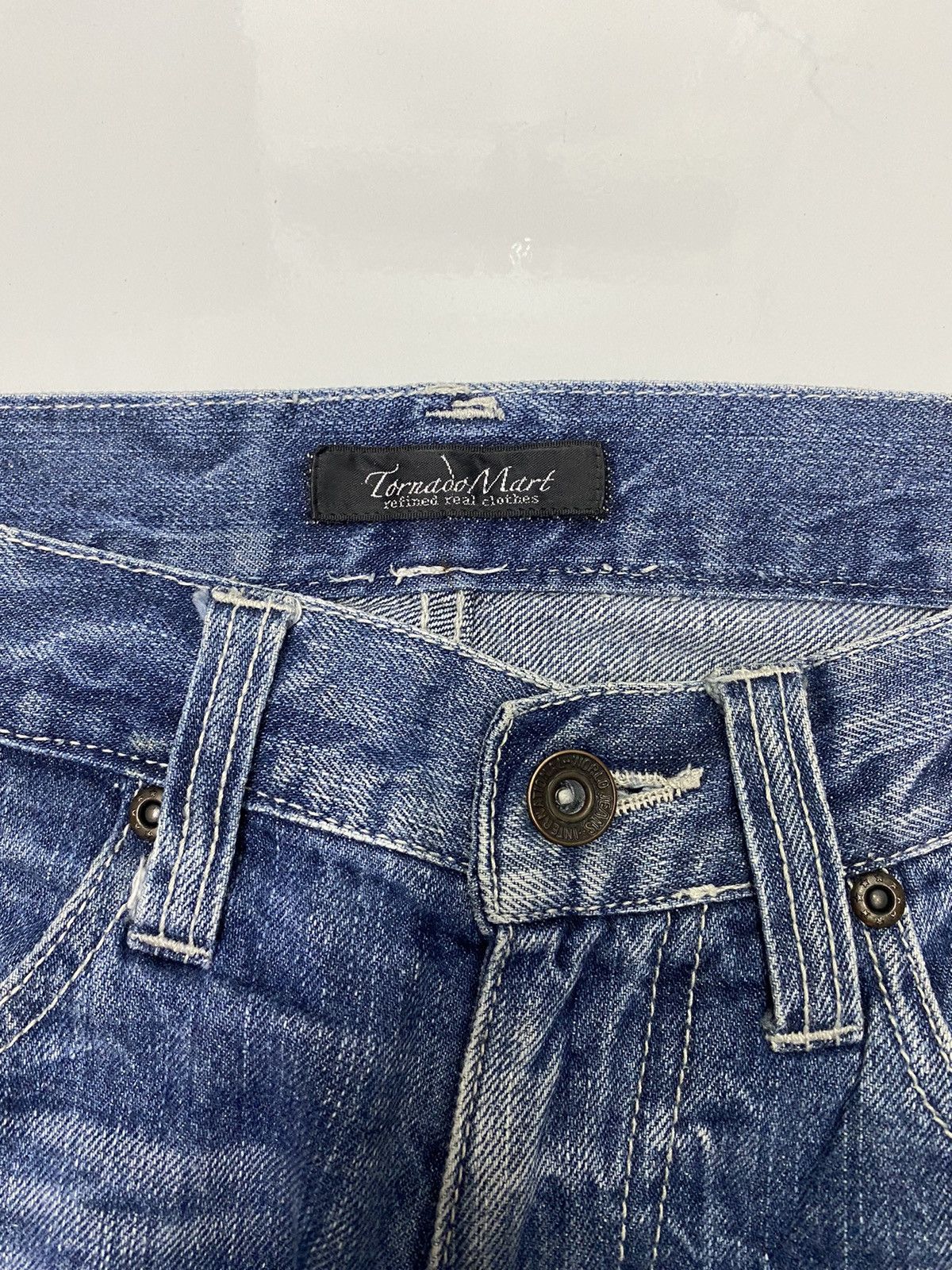If Six Was Nine × Le Grande Bleu (L.G.B.) × Tornado Mart 🔥TORNADO MART FLARE JEANS DISTRESS CUSTOM MADE DENIM JEANS Size US 30 / EU 46 - 7 Thumbnail