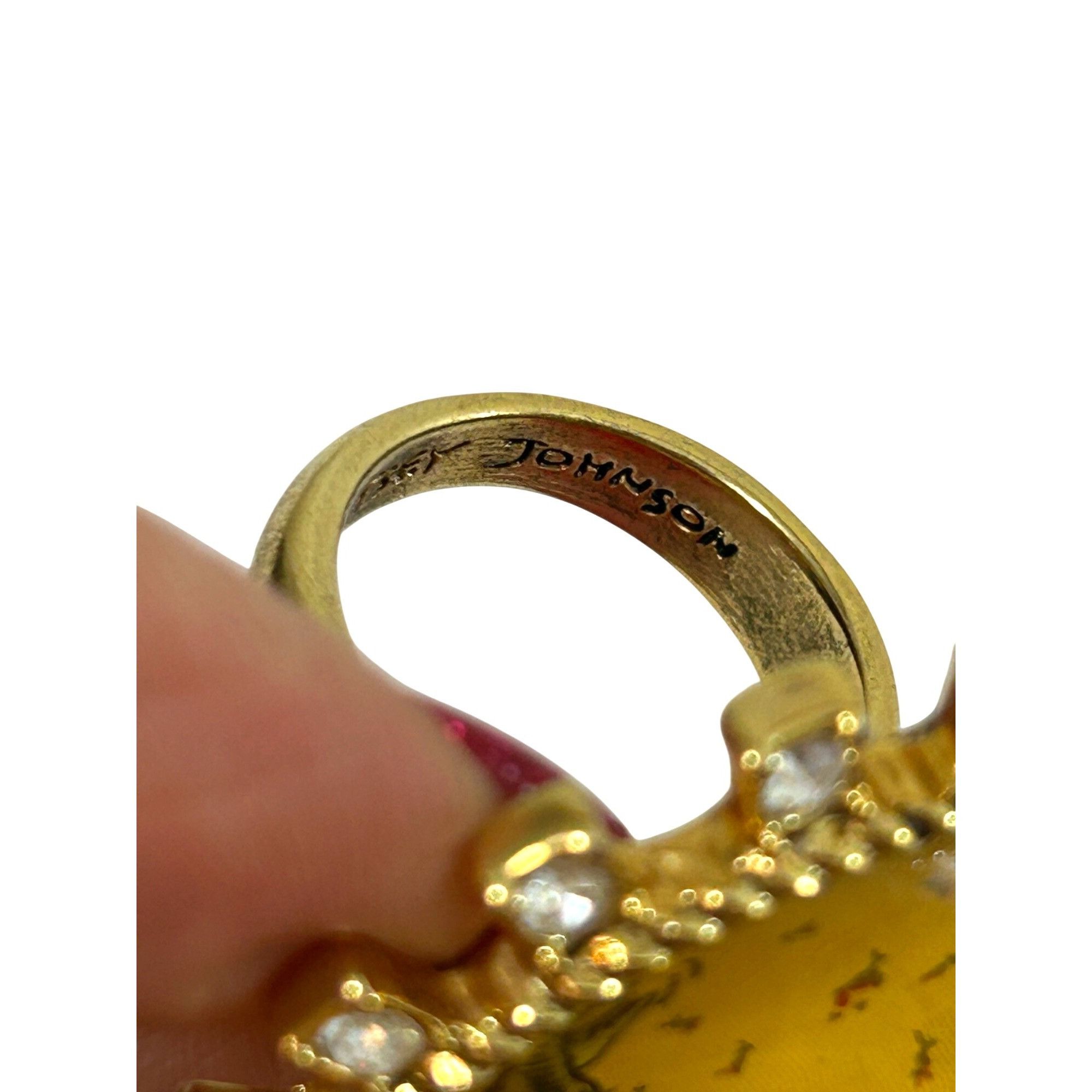 Betsey Johnson Betsy Johnson Tea Party Fashion Ring Vtg 7 Lucite Crystals G Size ONE SIZE - 7 Thumbnail
