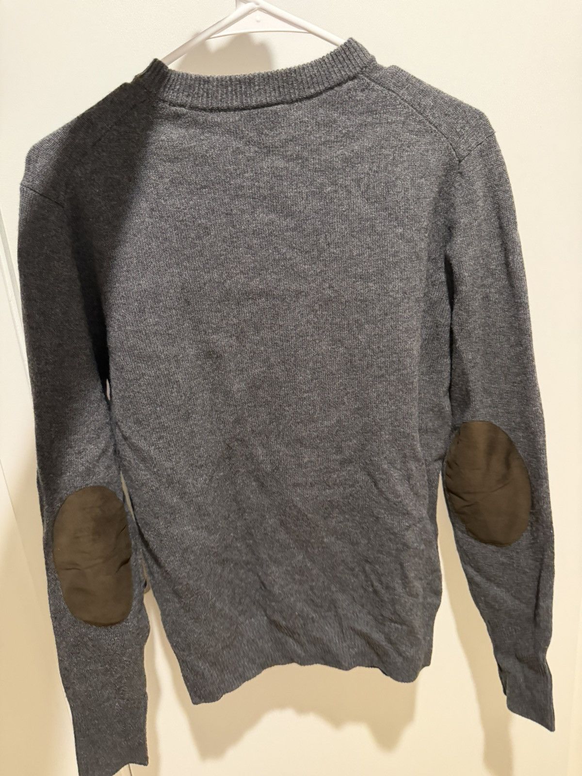 Aspesi Aspesi Grey Wool Sweater w/ Elbow Patches – 100% Wool Size US S / EU 44-46 / 1 - 1 Thumbnail