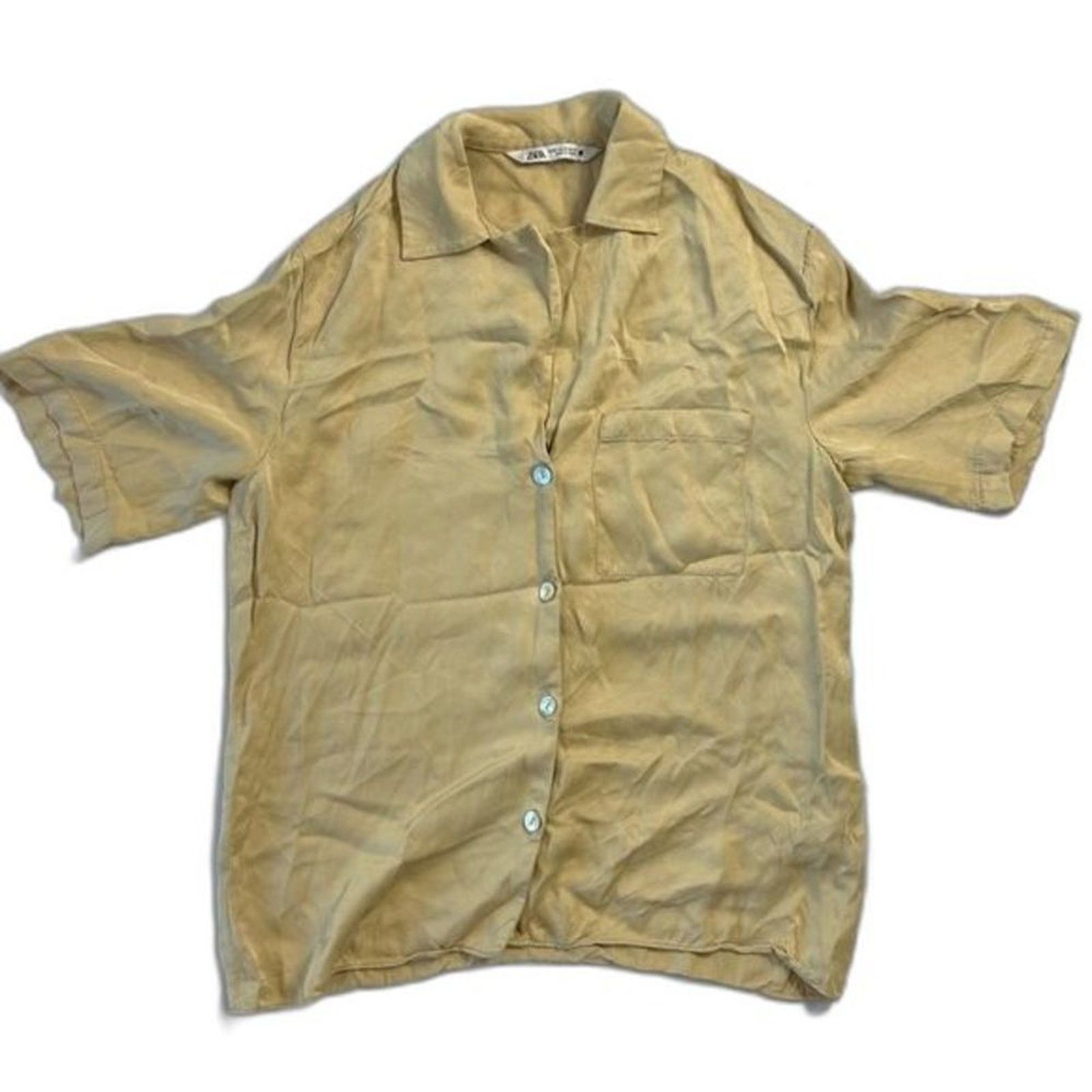 Zara Zara Women's Top Medium Light Tan Blouse Button Front Size M / US 6-8 / IT 42-44 - 1 Thumbnail