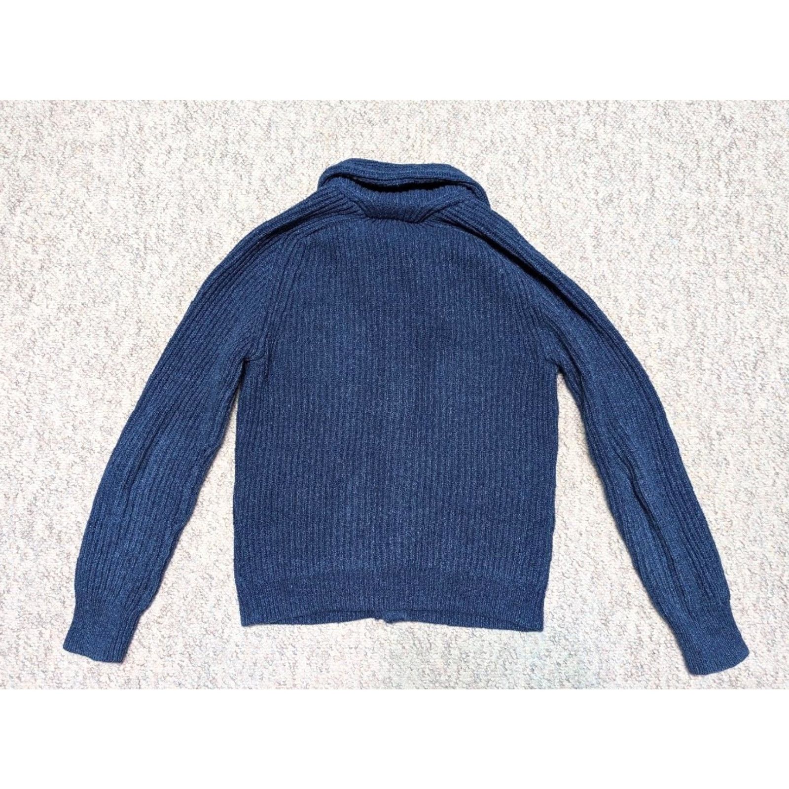 Wallace & Barnes VINTAGE Wallace & Barnes blue SHAWL Cardigan Men Sweater S Cotton Knit Aran Fisherman Pattern Size US S / EU 44-46 / 1 - 2 Thumbnail