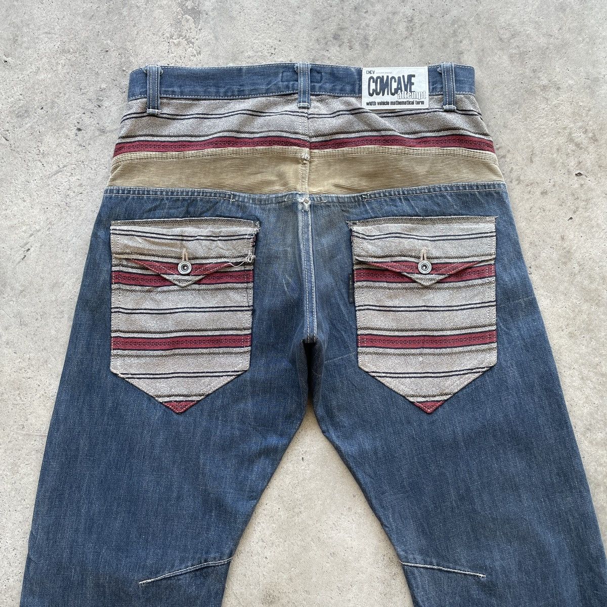 Japanese Brand × Jean × Vintage Vintage Concave Attempt Rare Designs Denim Pants Jeans W33 Size US 33 - 11 Thumbnail