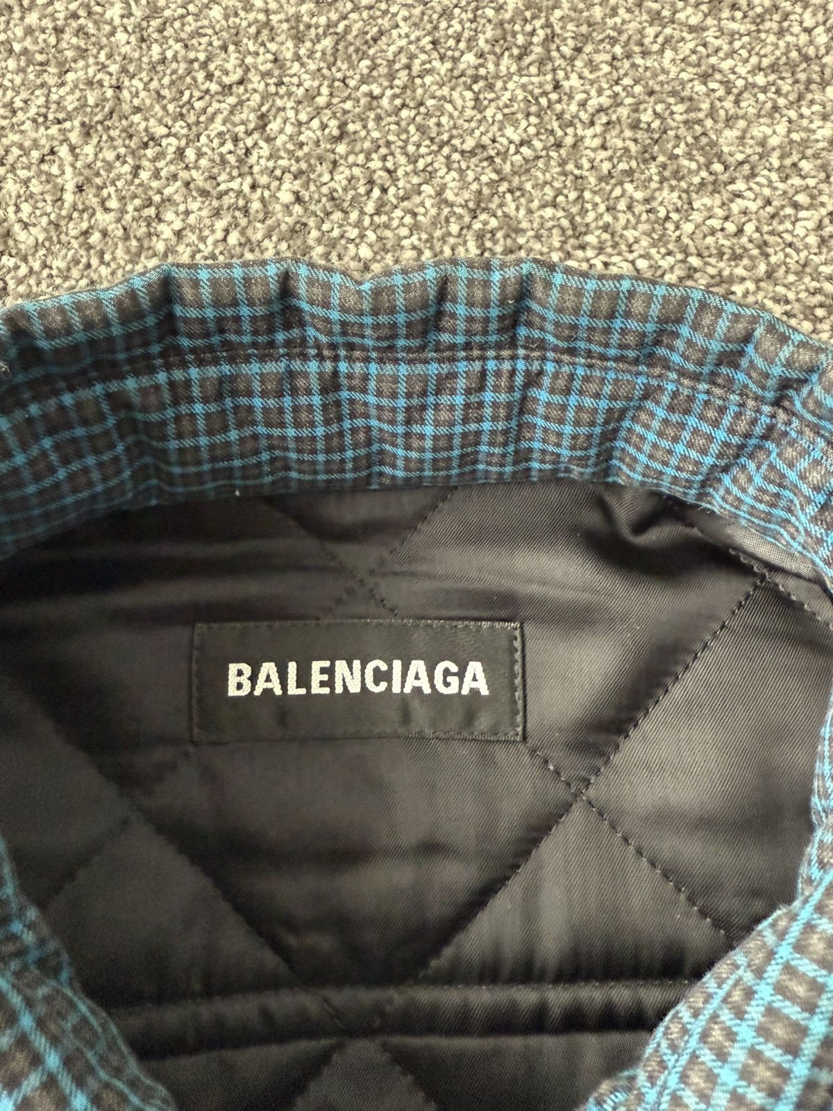 BALENCIAGA MICRO CHECK PADDED OVERSHIRT JACKET