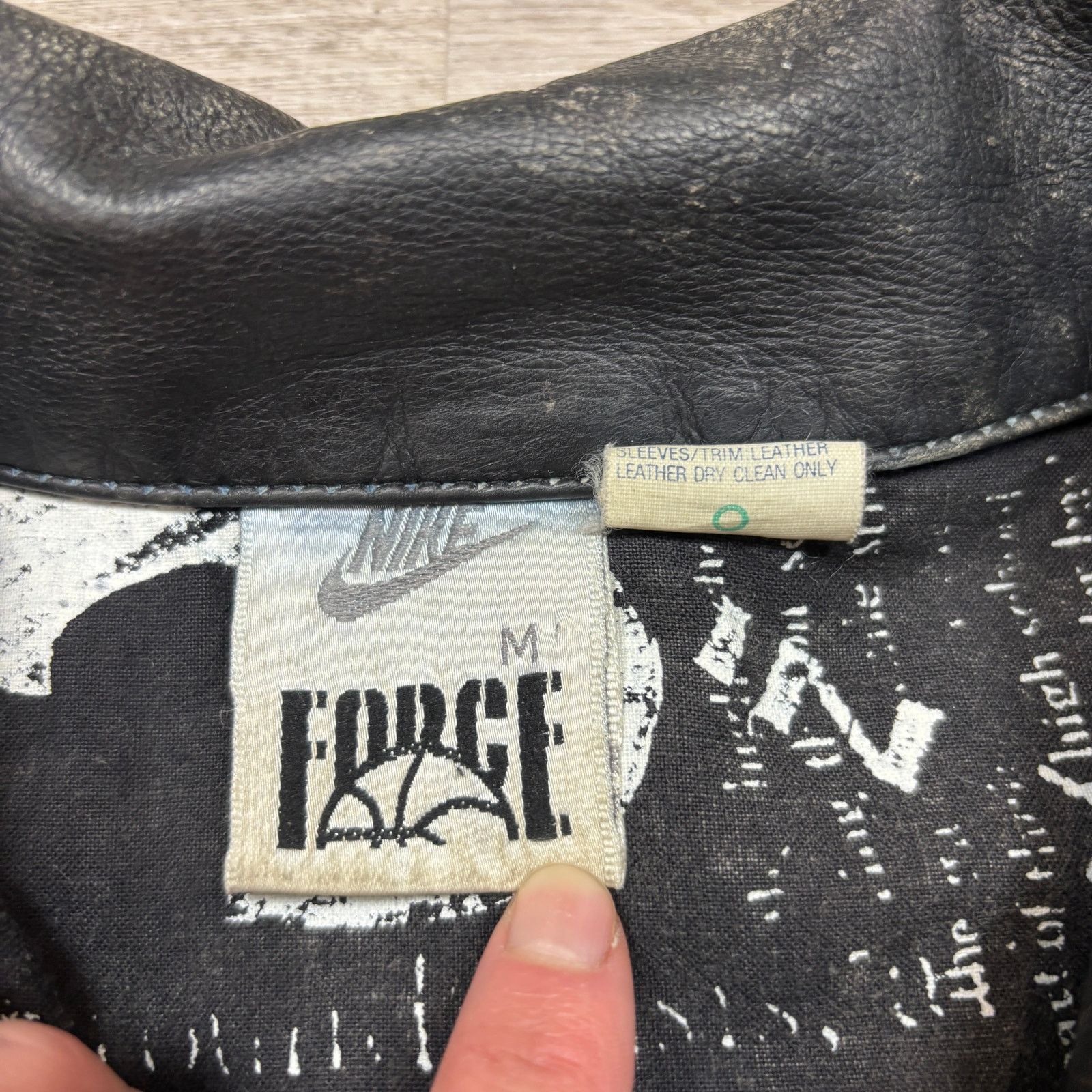 Nike × Vintage VTG 80s 90s Nike Force Denim Leather Bomber Jacket Men's M Size US M / EU 48-50 / 2 - 6 Thumbnail