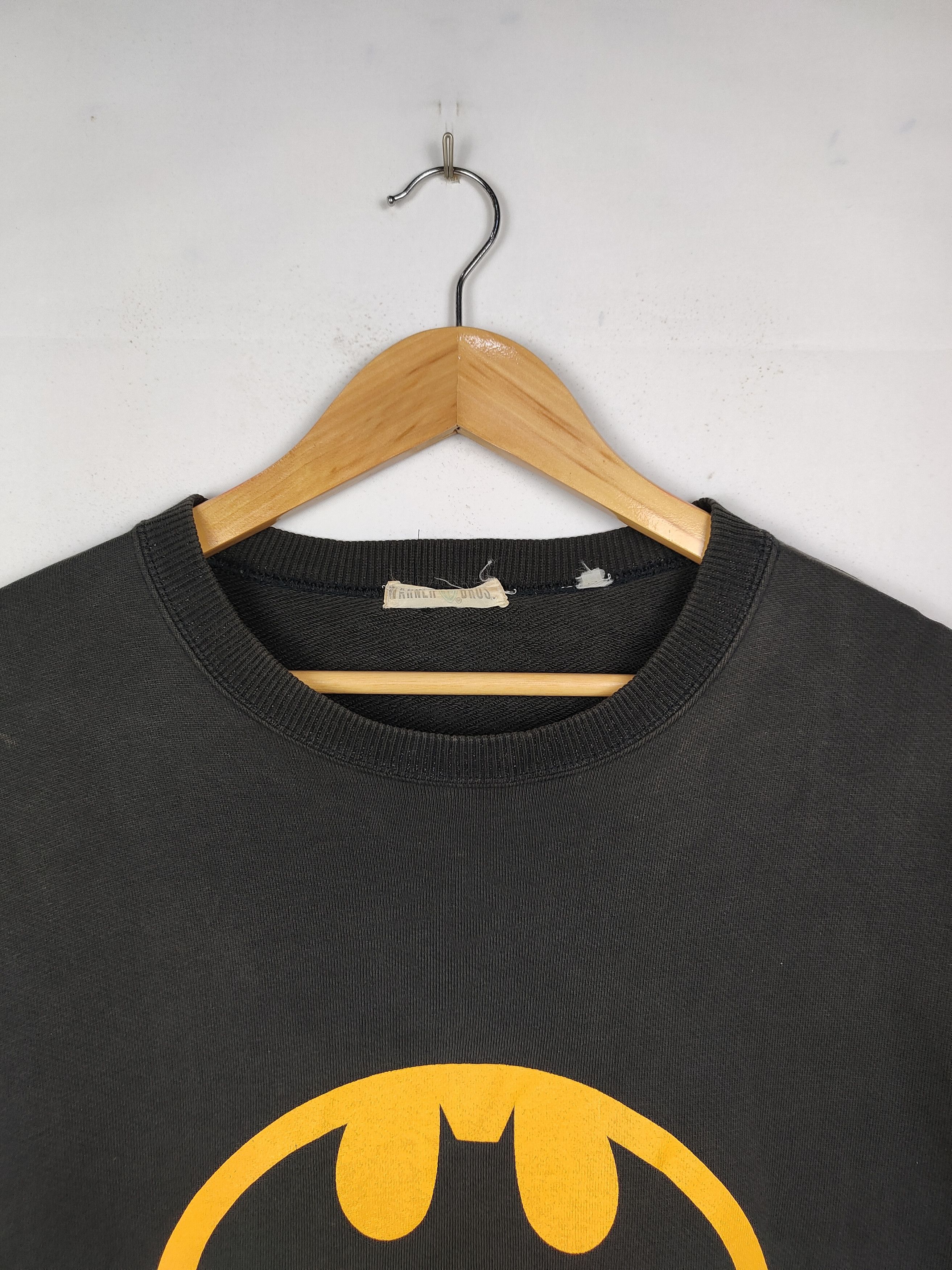 DC Comics × Vintage Vintage Distressed late 80s Batman Logo Sweatshirt Size US M / EU 48-50 / 2 - 2 Thumbnail