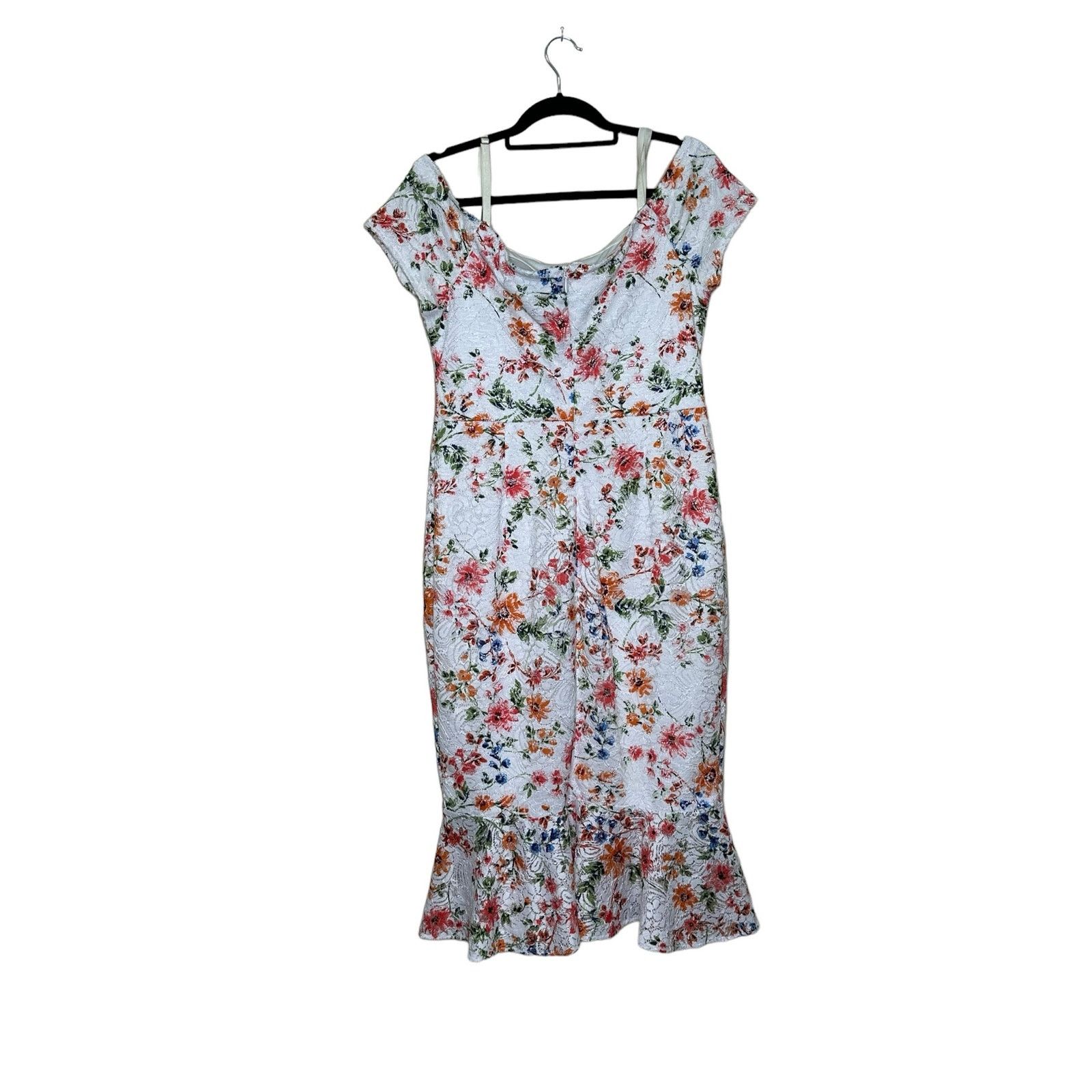 Guess Guess White Red Floral Off-The-Shoulder Midi Dress size 14 Size XL / US 12-14 / IT 48-50 - 9 Thumbnail