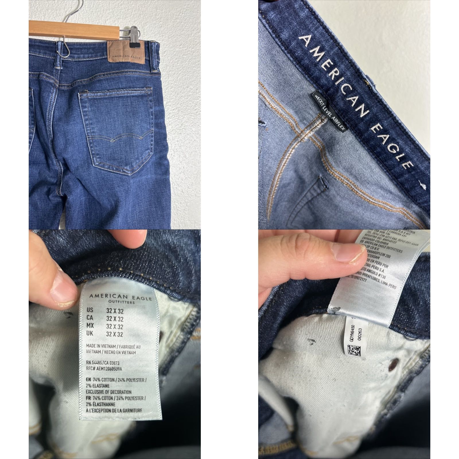 American Eagle Outfitters american eagle Next Level Airflex jeans Dark Wash Distressed Size 32x32 Skinny Size US 32 / EU 48 - 9 Thumbnail