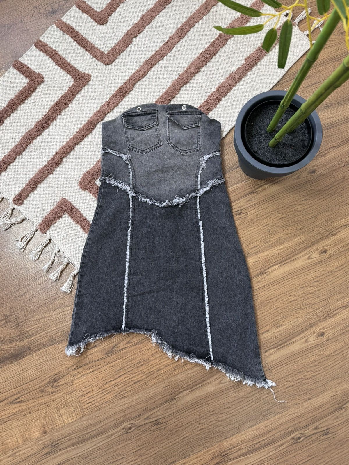 Vintage VINTAGE 2000s DISTRESSED STYLE MINI DENIM DRESS Size L / US 10 / IT 46 - 4 Thumbnail
