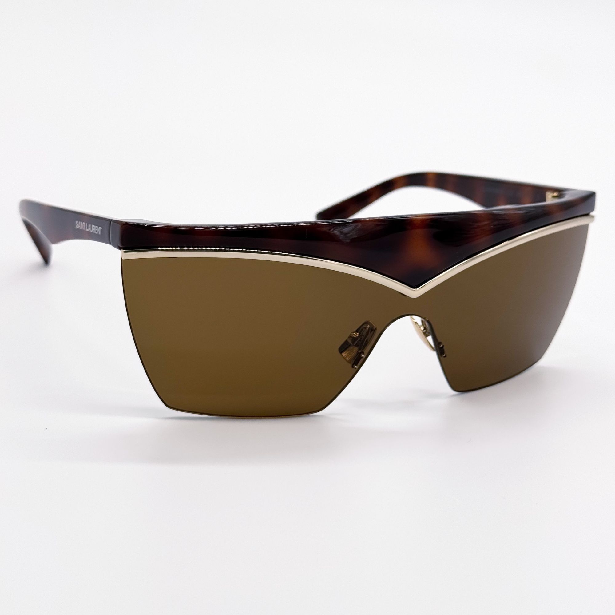 Saint Laurent Paris NEW SAINT LAURENT SUNGLASSES SL614 MASK 002 HAVANA GOLD WOME Size ONE SIZE - 5 Thumbnail