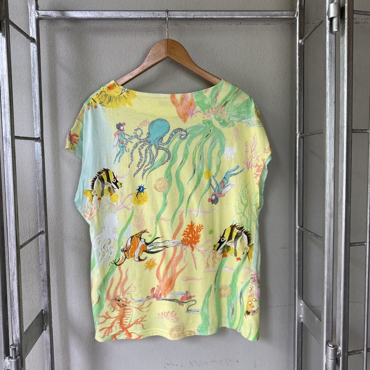 Tsumori Chisato TSUMORI CHISATO Yellow Ocean Print Short Sleeve Blouse Size XS / US 0-2 / IT 36-38 - 2 Thumbnail