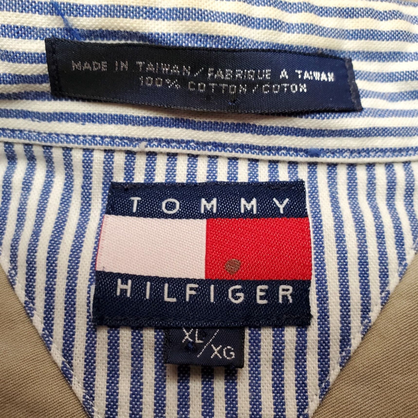 Tommy Hilfiger VINTAGE Tommy Hilfiger Shirt Mens XL Beige 100% Cotton Casual Button-Up Size US XL / EU 56 / 4 - 5 Thumbnail