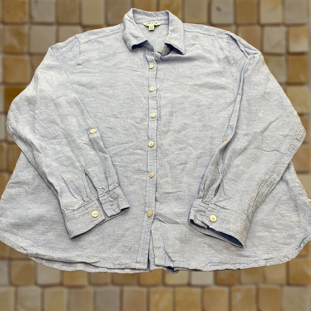 Orvis Orvis Womens XL Blue Linen Rayon Long Sleeve Button Front Shirt Casual Classic Size XL / US 12-14 / IT 48-50 - 1 Thumbnail