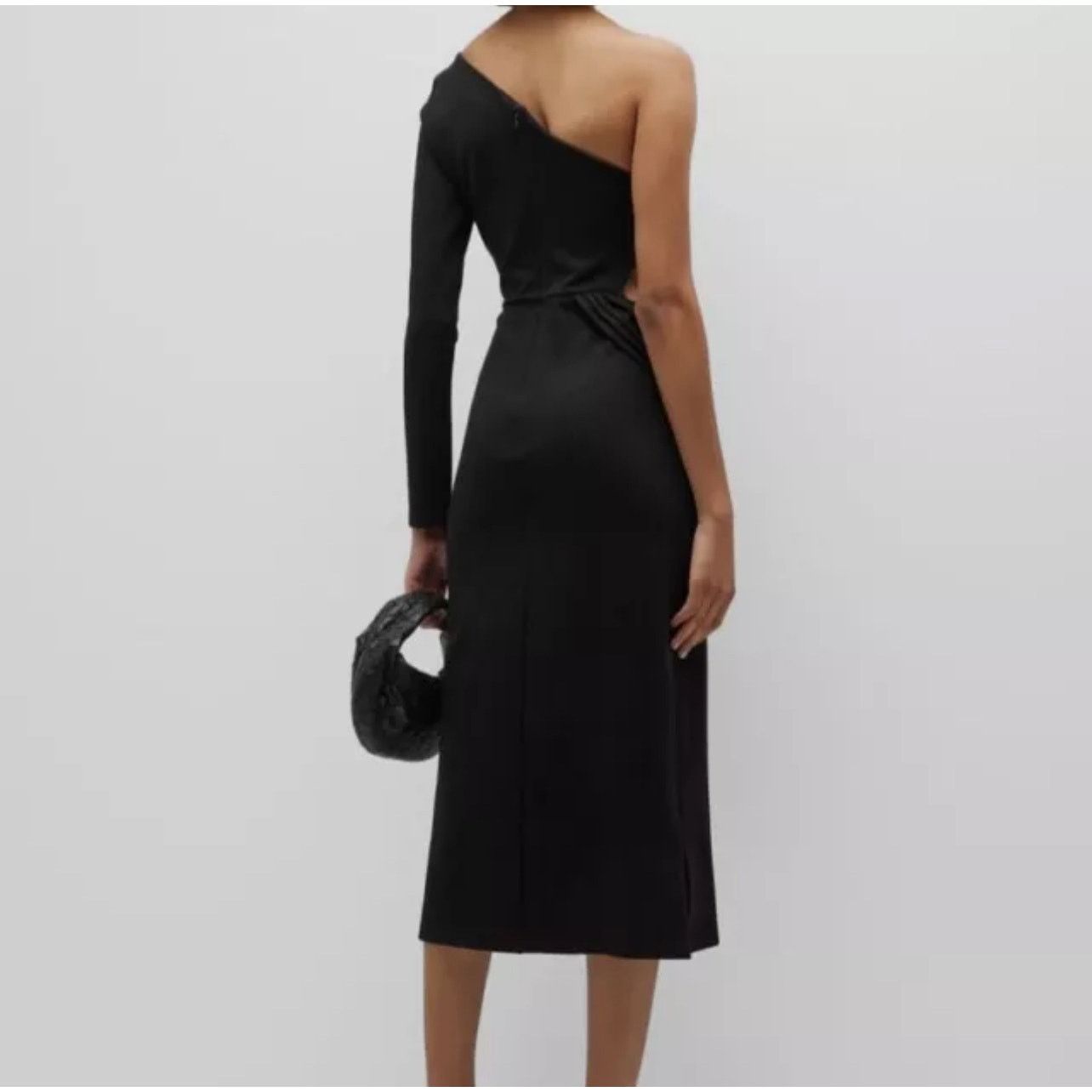 ALEXIS ALEXIS Jersey Black Stretch One-Shoulder Royale Midi Dress Size S / US 4 / IT 40 - 2 Thumbnail