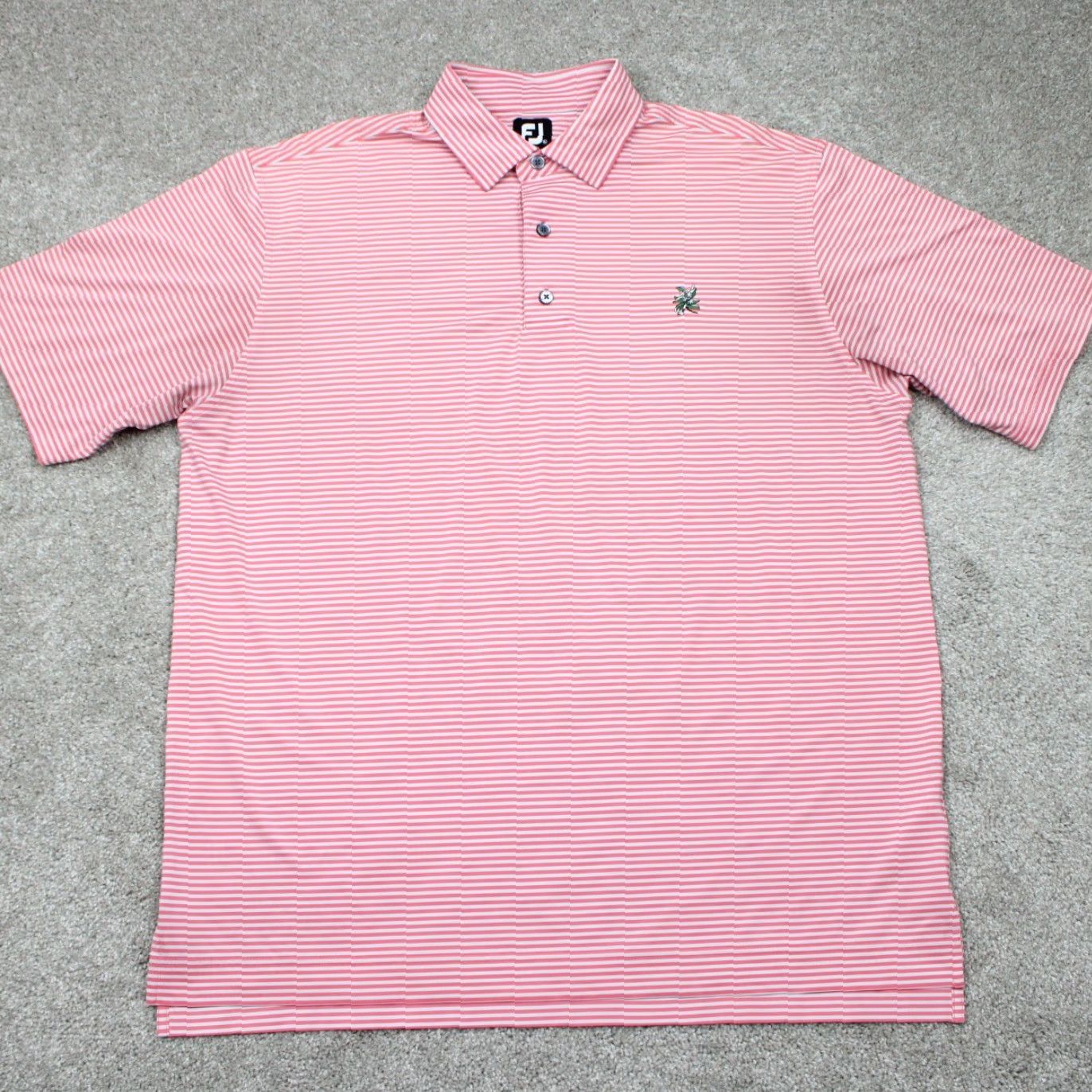 Footjoy FootJoy Polo Shirt Mens XL Pink/White Striped Short Sleeve Golf Stretch Pullover Size US XL / EU 56 / 4 - 2 Thumbnail