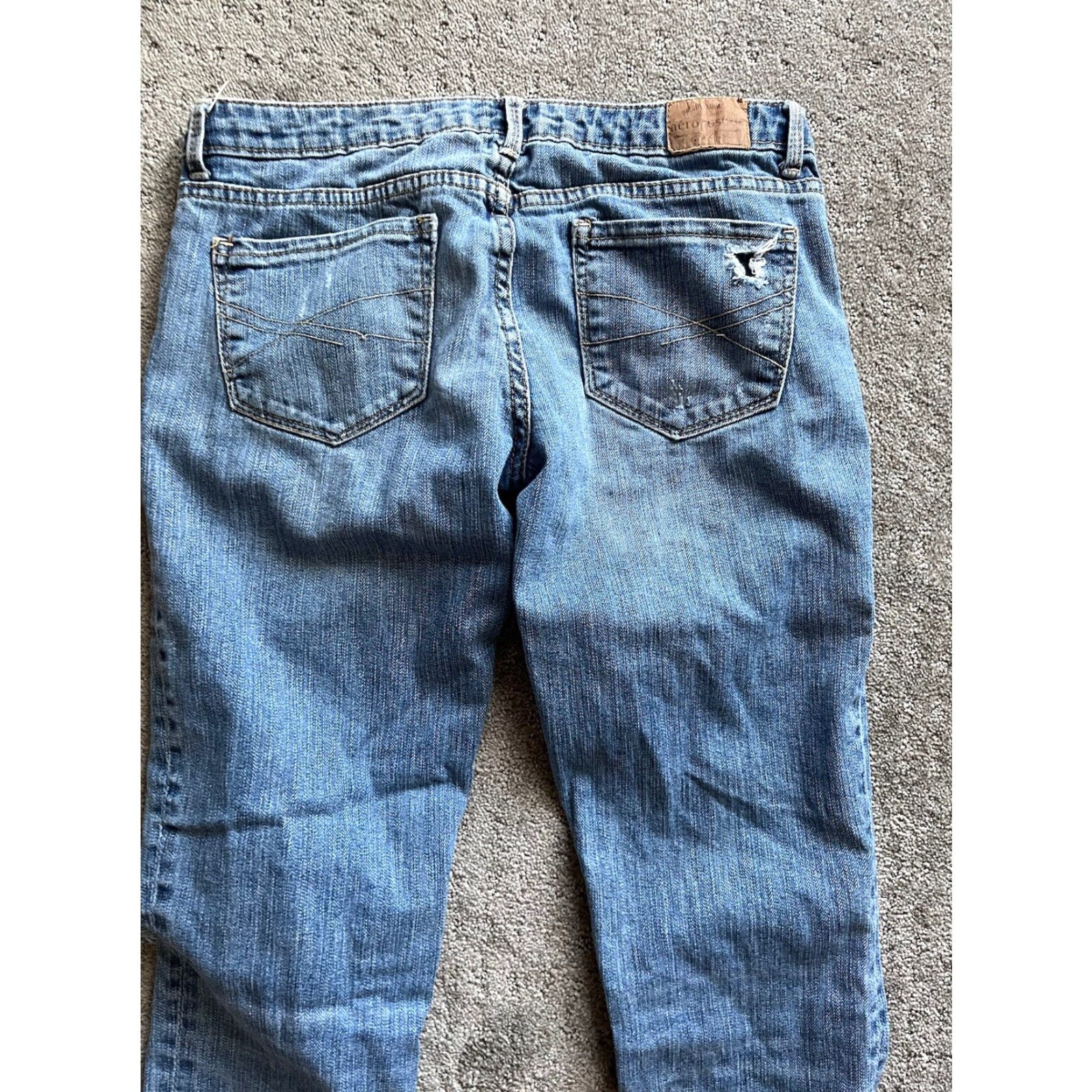 Vintage Aéropostale Jeans Women 5/6 Blue Skinny Low Rise 30.5in Medium Wash Denim Womens Size 27" / US 4 / IT 40 - 4 Thumbnail