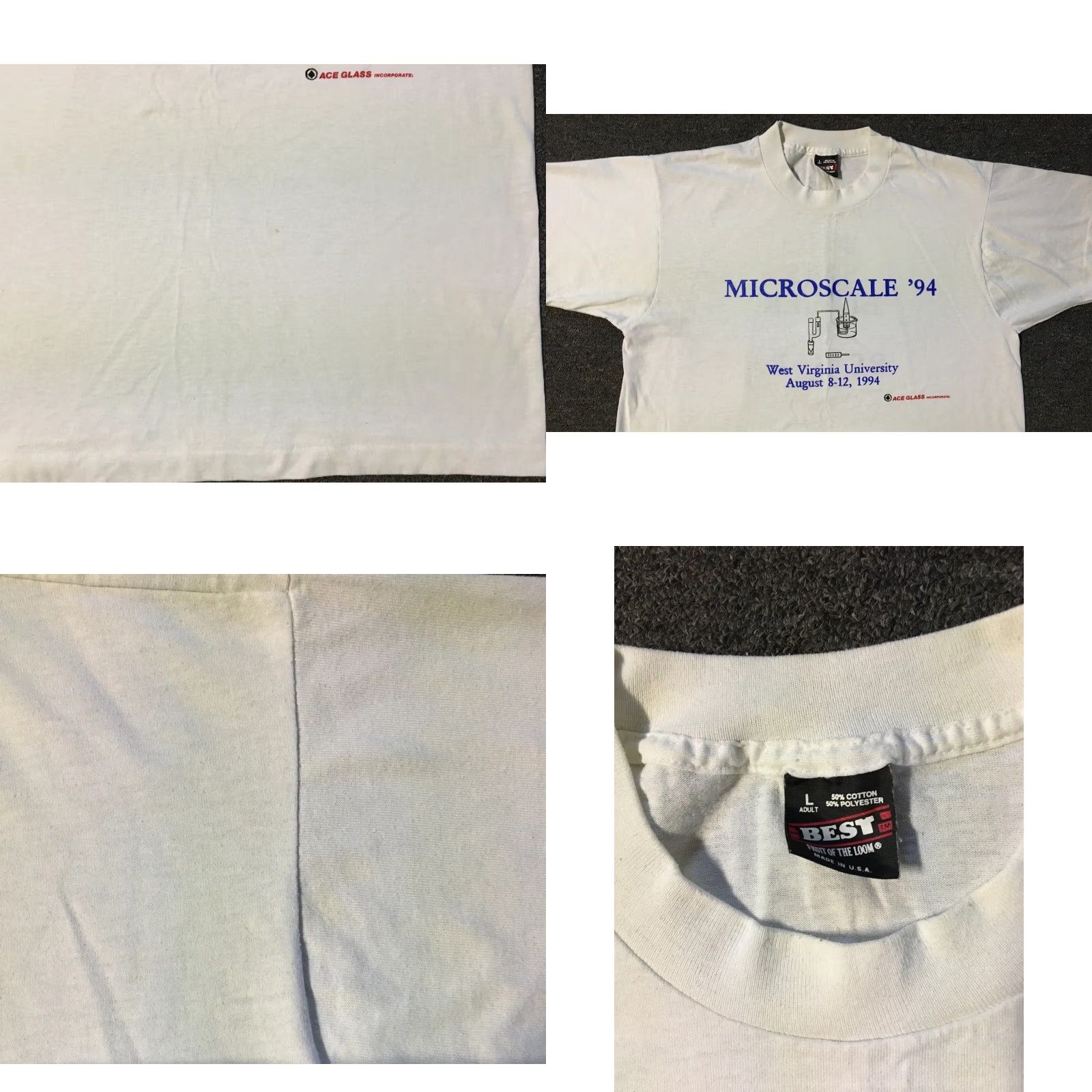 Vintage VINTAGE 90s West Virginia University Microscale Chemistry Who Says Bigger Is Better? Faded Shirt L White Men Short Sleeve Crew Neck Graphic Tee Size US L / EU 52-54 / 3 - 8 Thumbnail