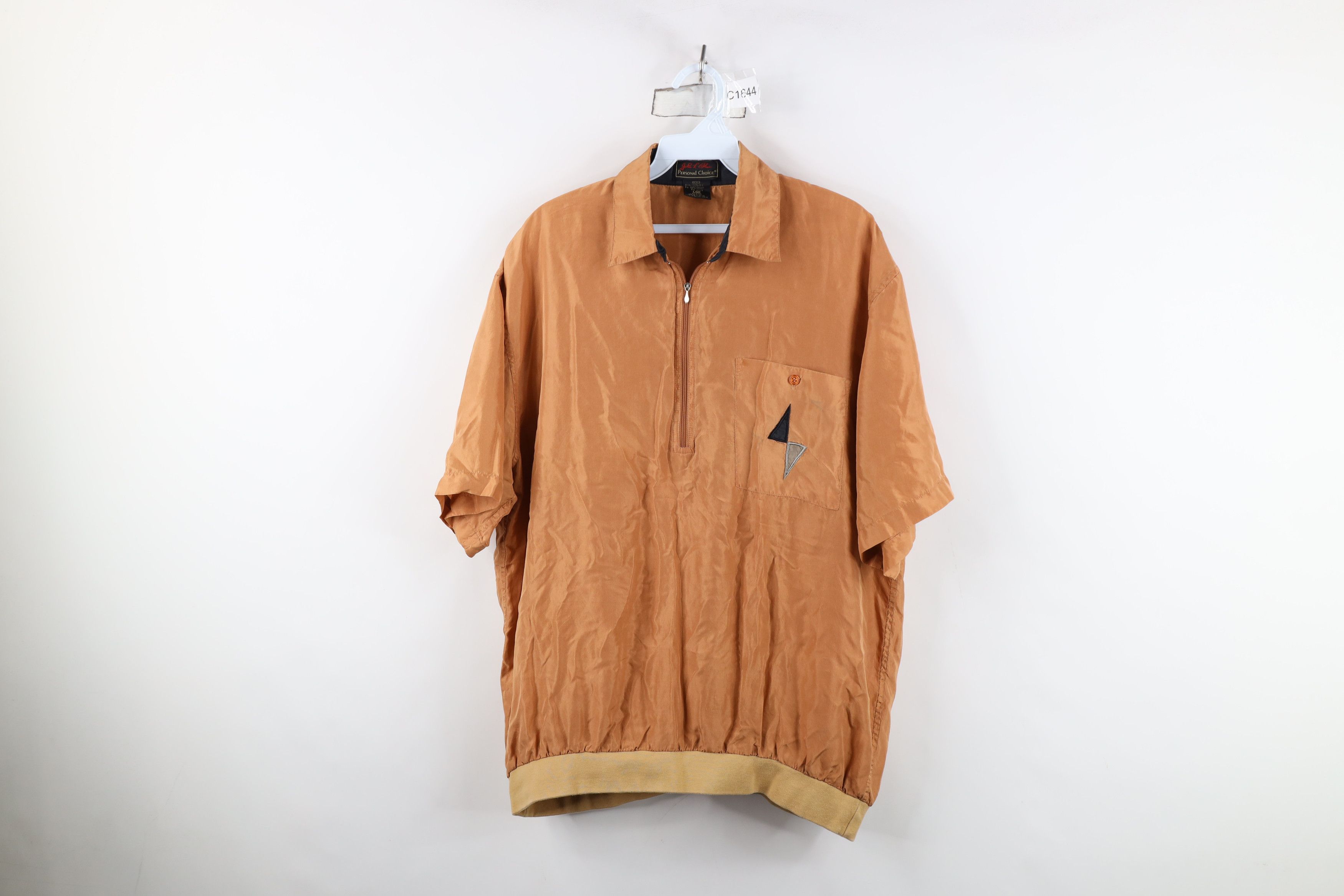 Vintage Vintage 90s Streetwear Silk Half Zip Pullover Polo Shirt Size US L / EU 52-54 / 3 - 1 Thumbnail