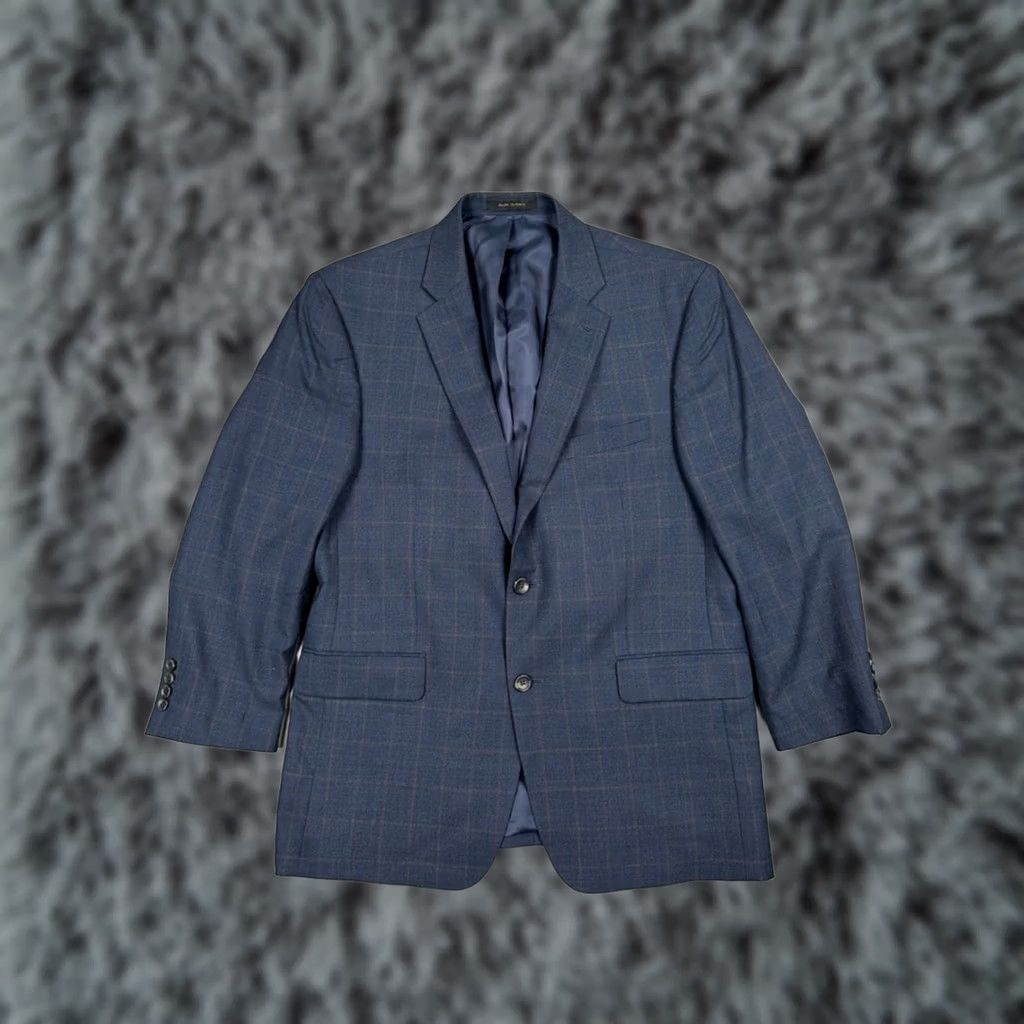Jos. A. Bank Jos. A. Bank Reserve Windowpane Silk Wool Sport Coat Blazer 42R Navy Brown Wool Silk Blazer Men 42R Blazer Mens 2 Piece Blazer Vintage 90s Size 42R - 1 Thumbnail