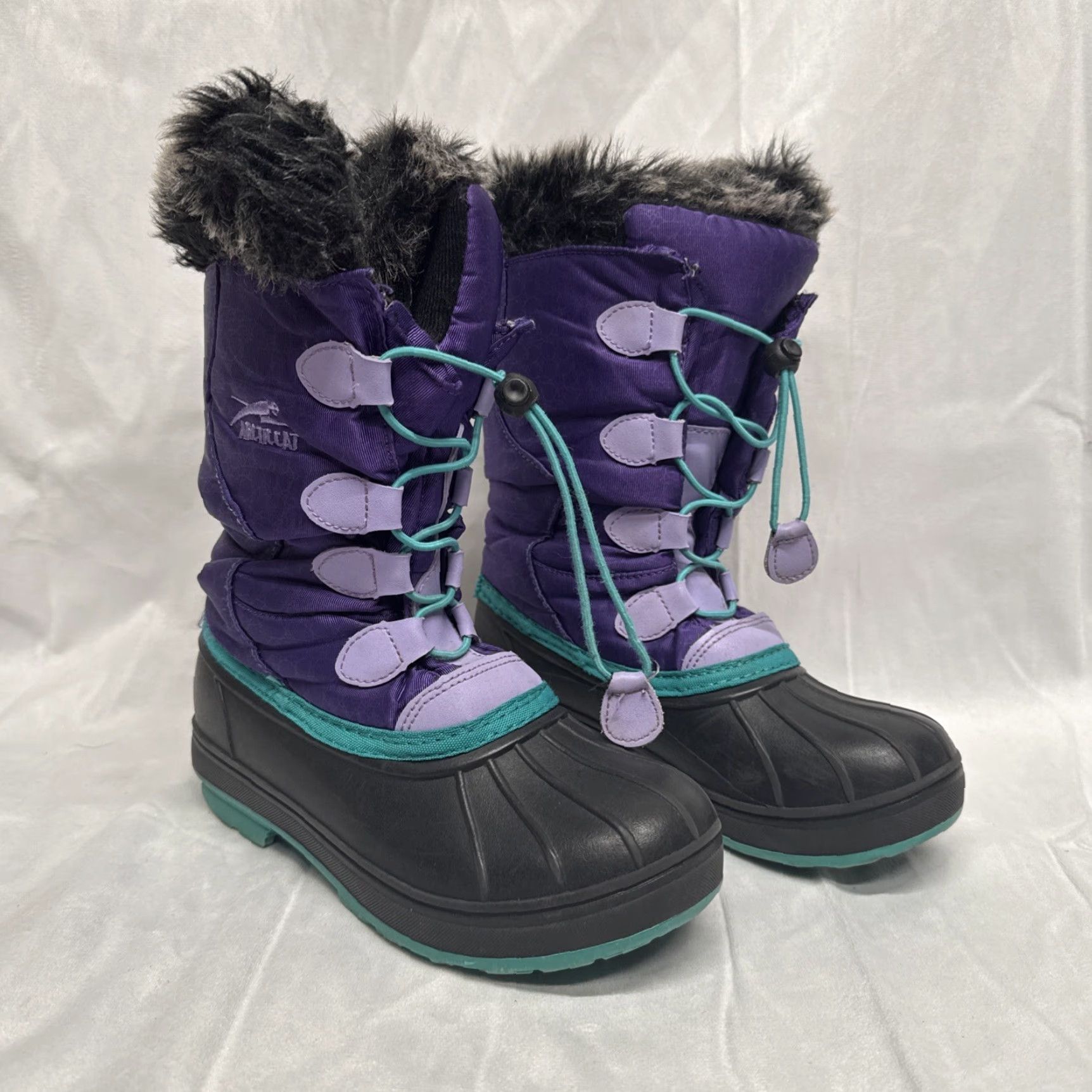 Vintage Arctic Cat Women Boots Snow Winter Snowmobile White 4 Purple Nylon/faux fur Snow Boot Womens Size US 4 / IT 34 - 2 Thumbnail