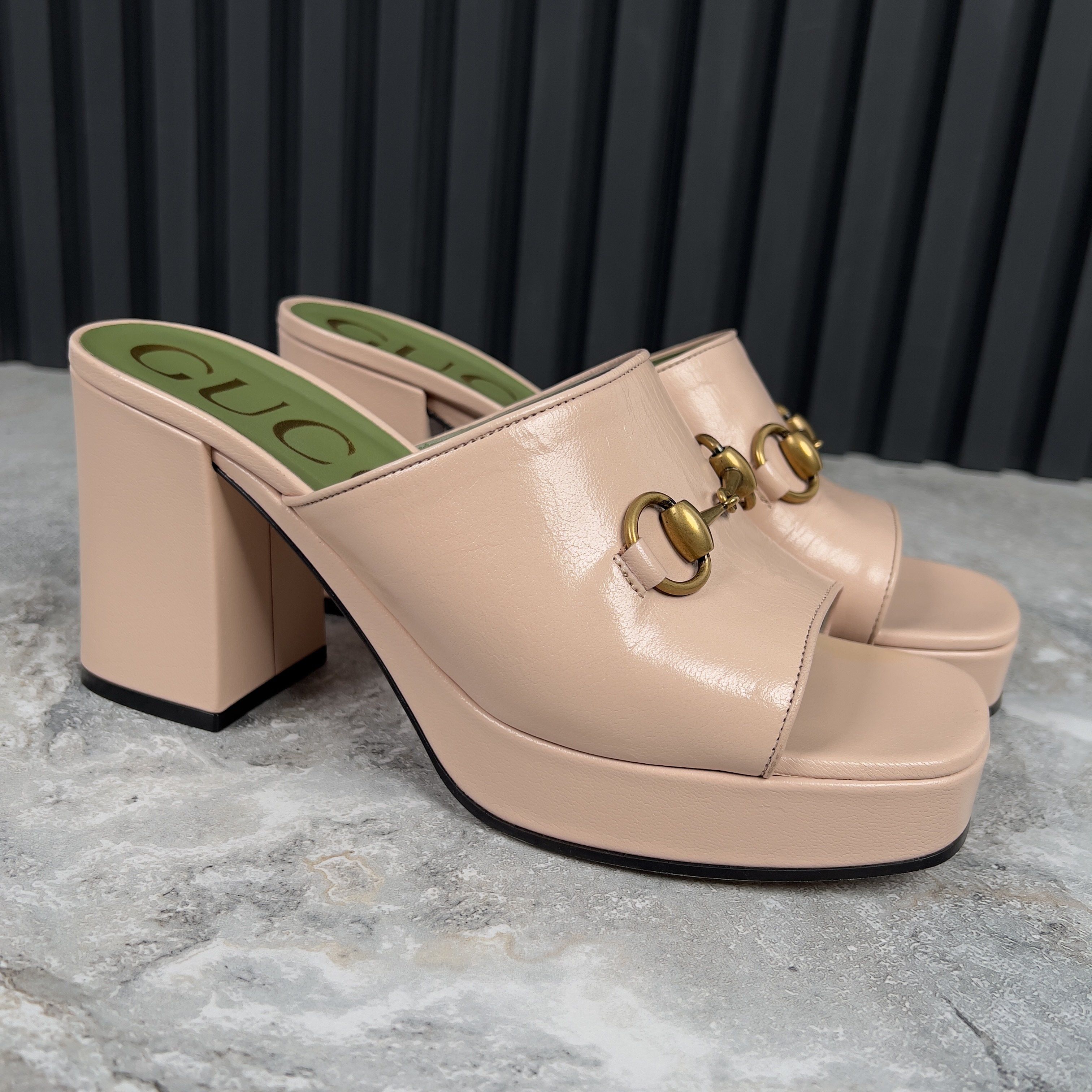 Gucci Gucci Houdan Horsebit Plaform Heel Mules Leather Size US 8.5 / IT 38.5 - 4 Thumbnail