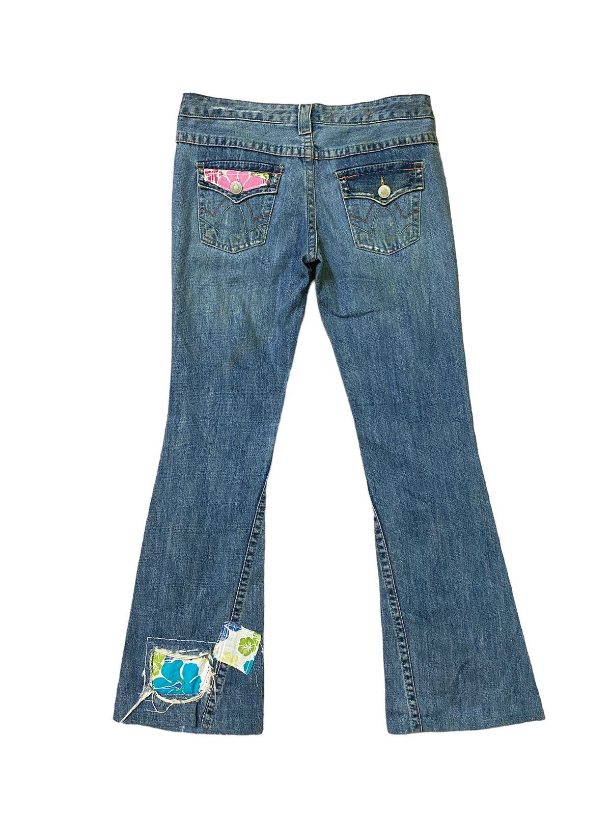 Japanese Brand × Vintage FLARED💥 SISTEMATIC DISTRESSED PATCHES BOOTCUT DENIM JEANS Size US 30 / EU 46 - 2 Thumbnail